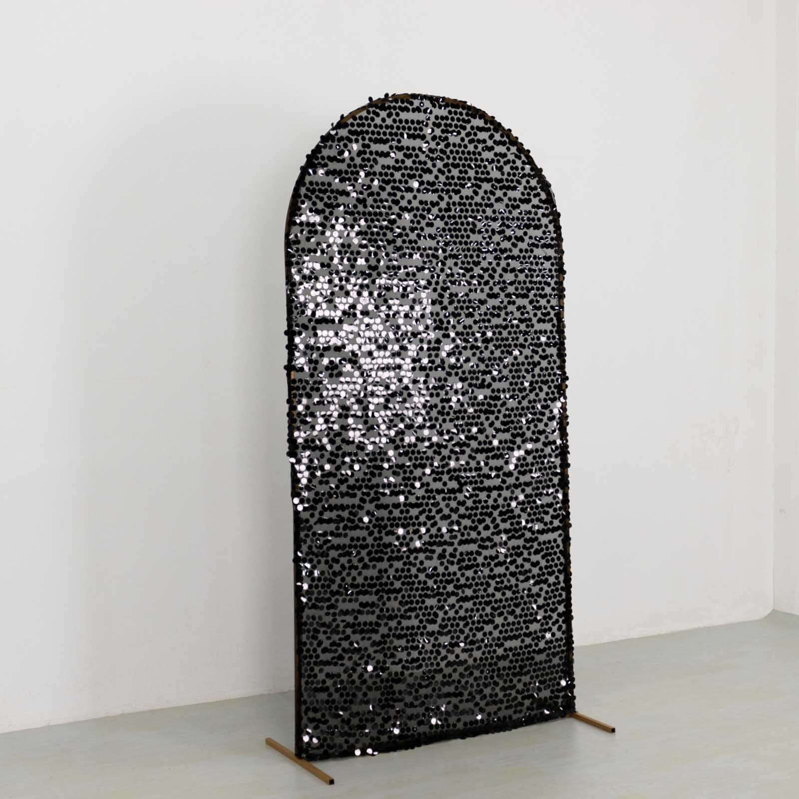 Hot! 7ft Black Sparkly Payette Sequin Fitted Wedding Arch Cover