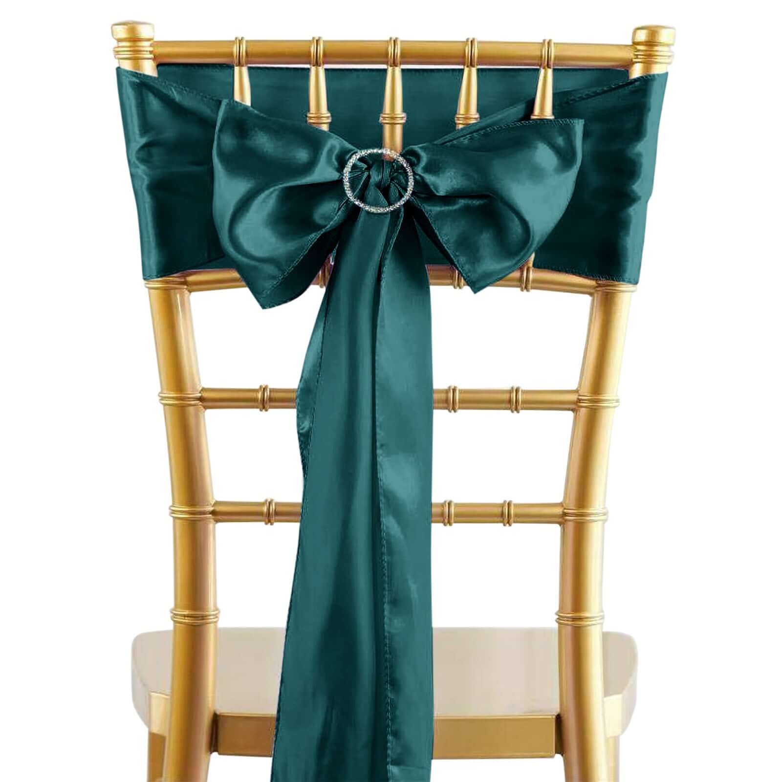 5-Pack Peacock Teal Satin Chair Sashes - Durable & Shiny Decor