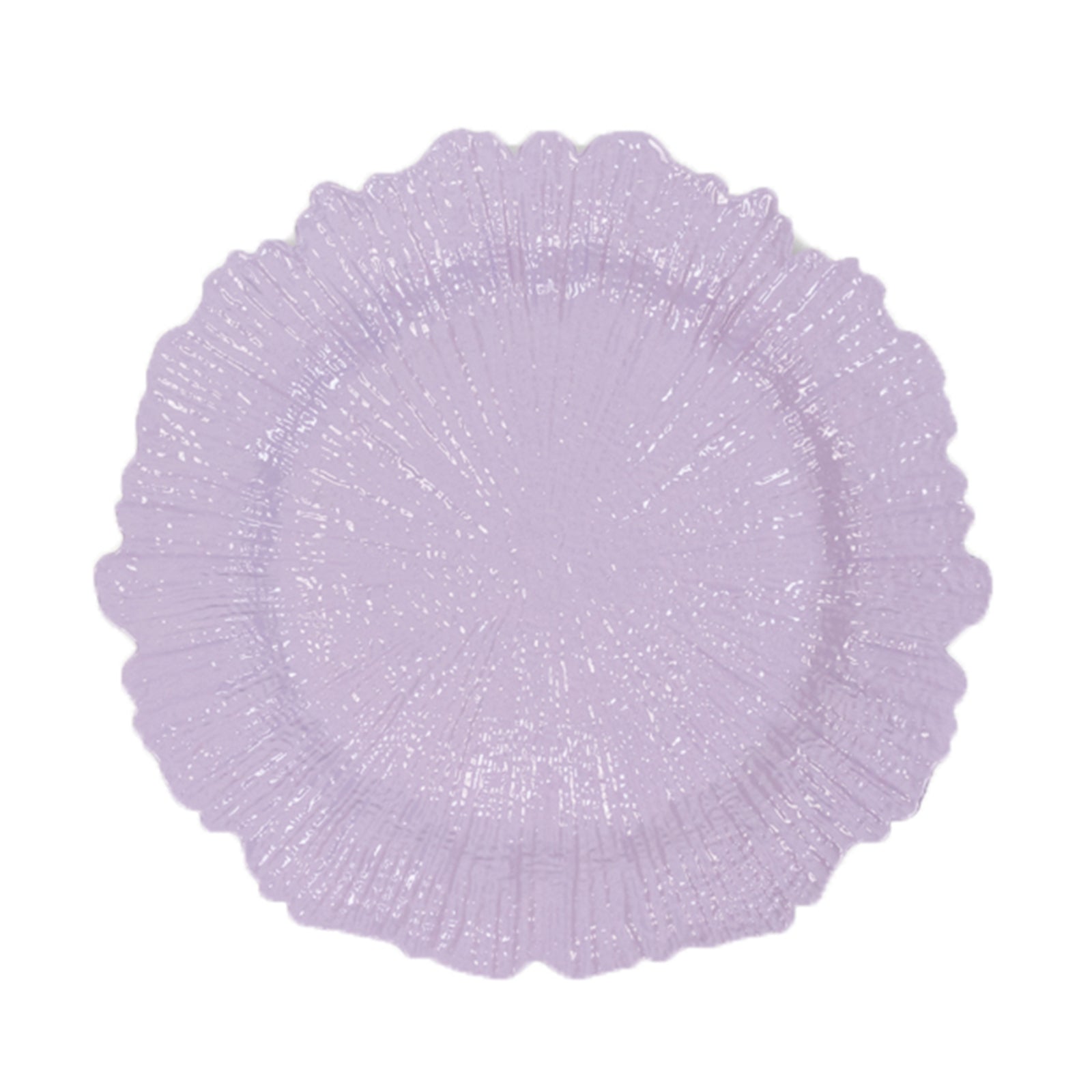 Hot Sale! 6-Piece Set of 13-Inch Lavender Lilac Round Acrylic Plastic Dinner Charger Plates with Reef Design