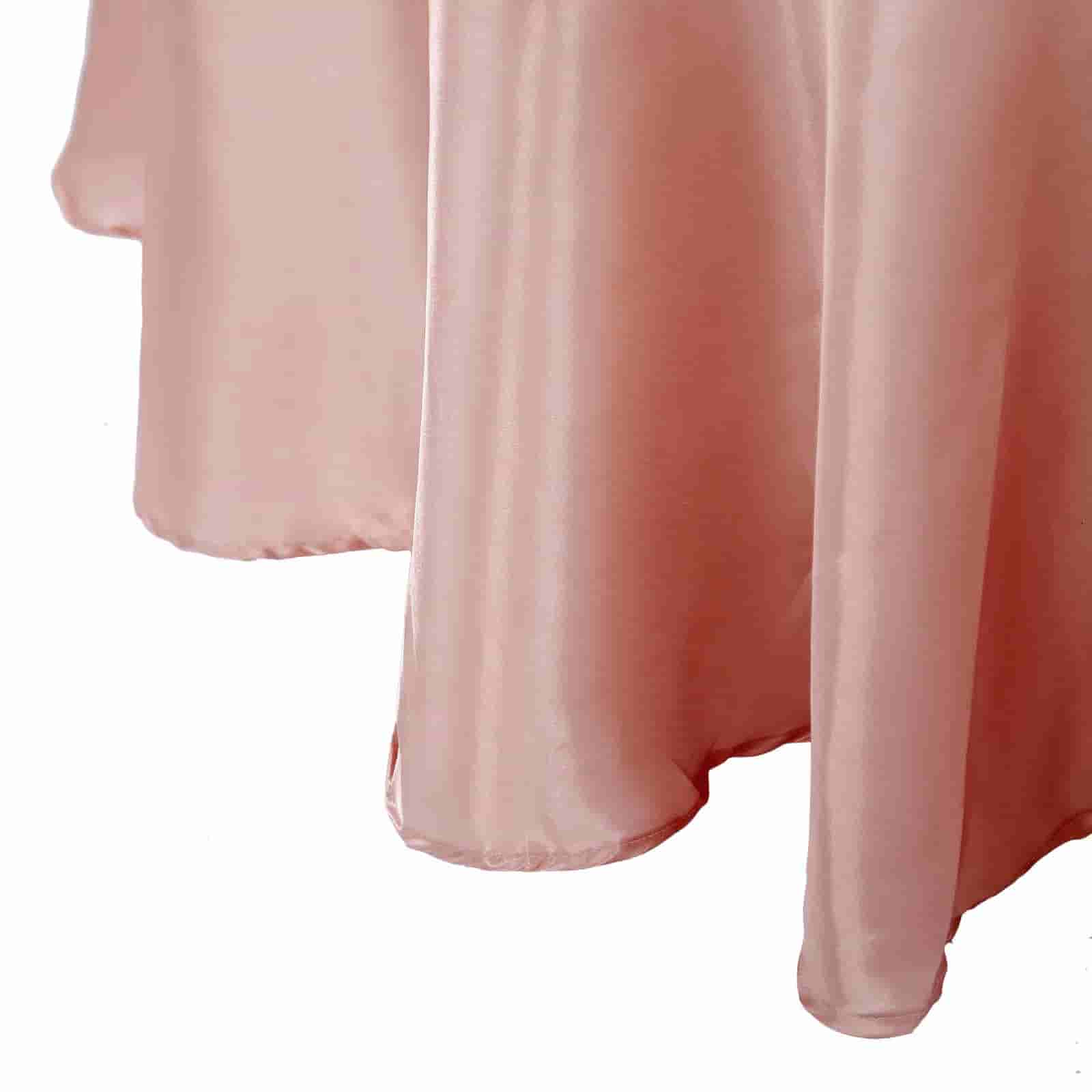 Luxurious 108-Inch Round Dusty Rose Satin Tablecloth with Smooth Finish