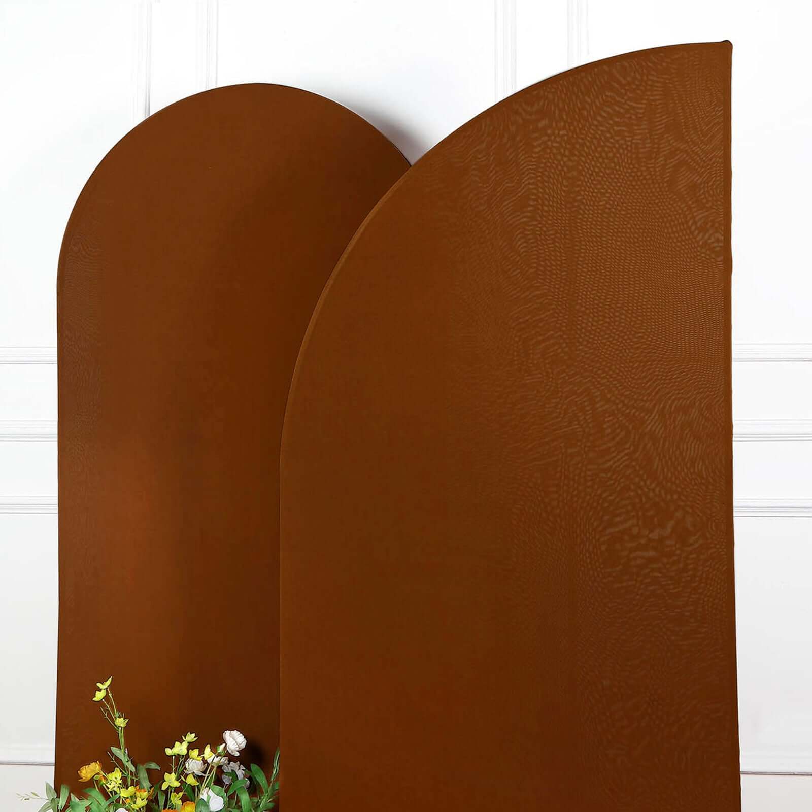 7ft Cinnamon Brown Double - sided Spandex Custom - Fitted Half Moon Wedding Arch Backdrop Cover