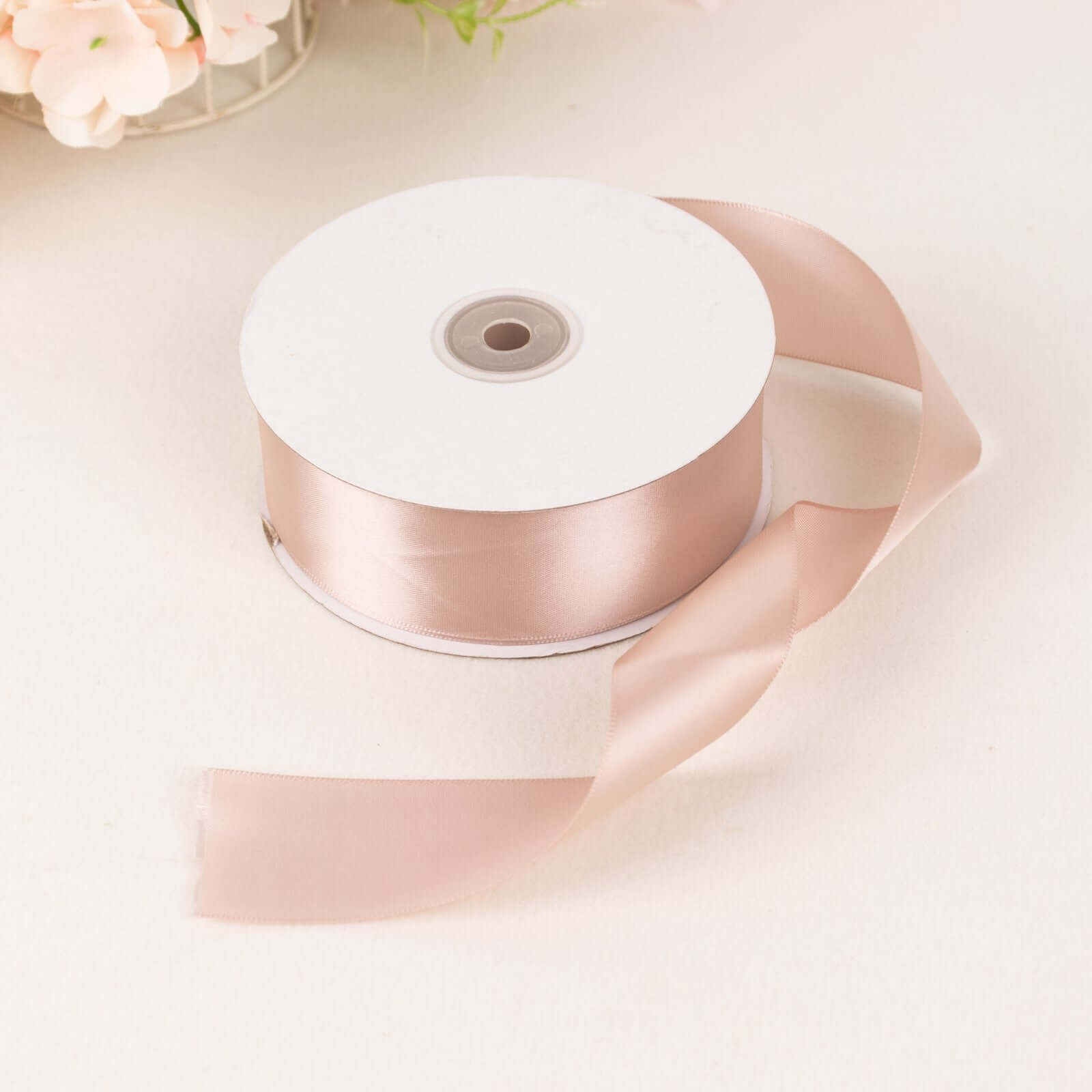 50 Yards 1.5-Inch Nude High-Quality Single-Face Decorative Polyester Satin Ribbon