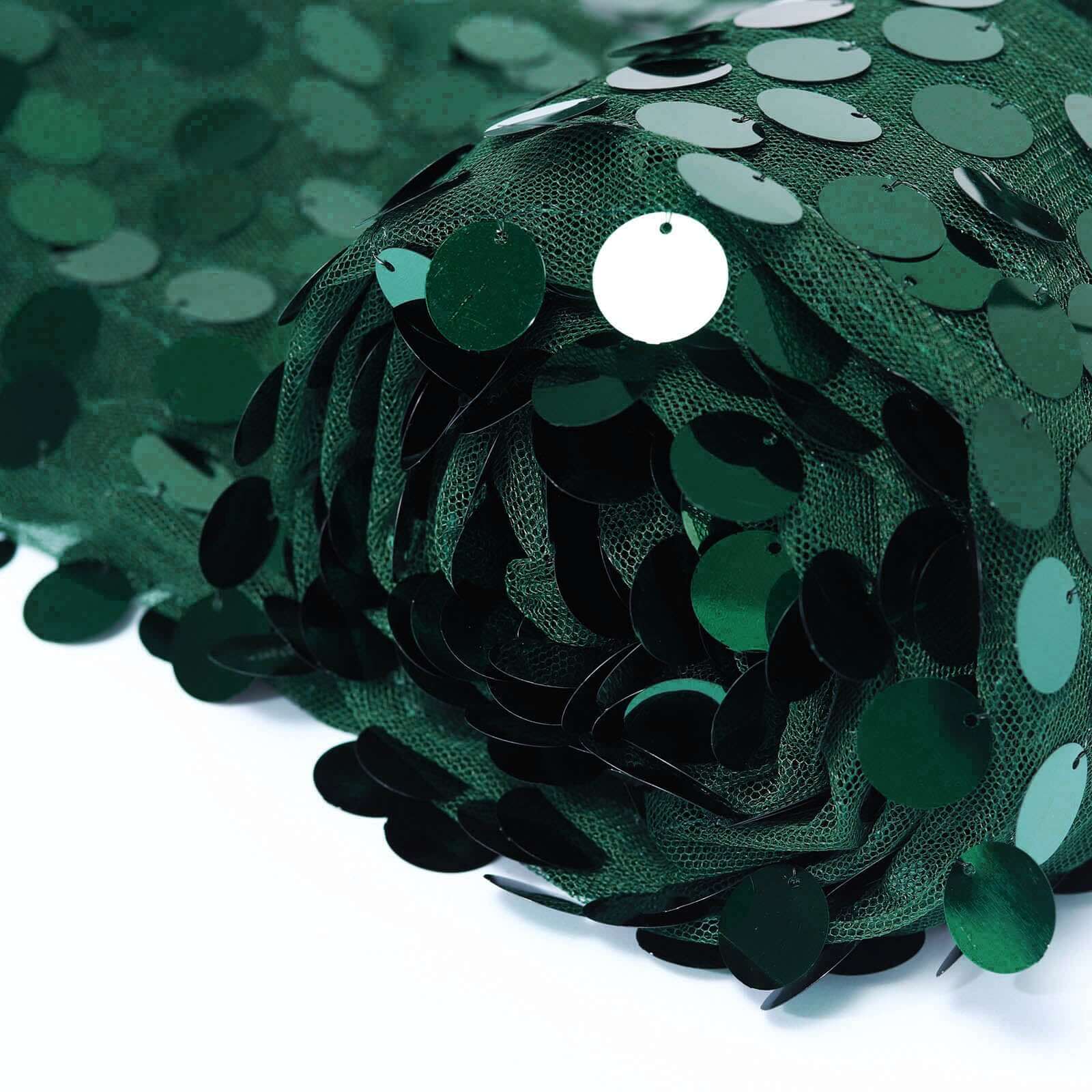 Hunter Emerald Green 54x4 Yards Sequin Mesh Fabric Roll - Ideal for DIY