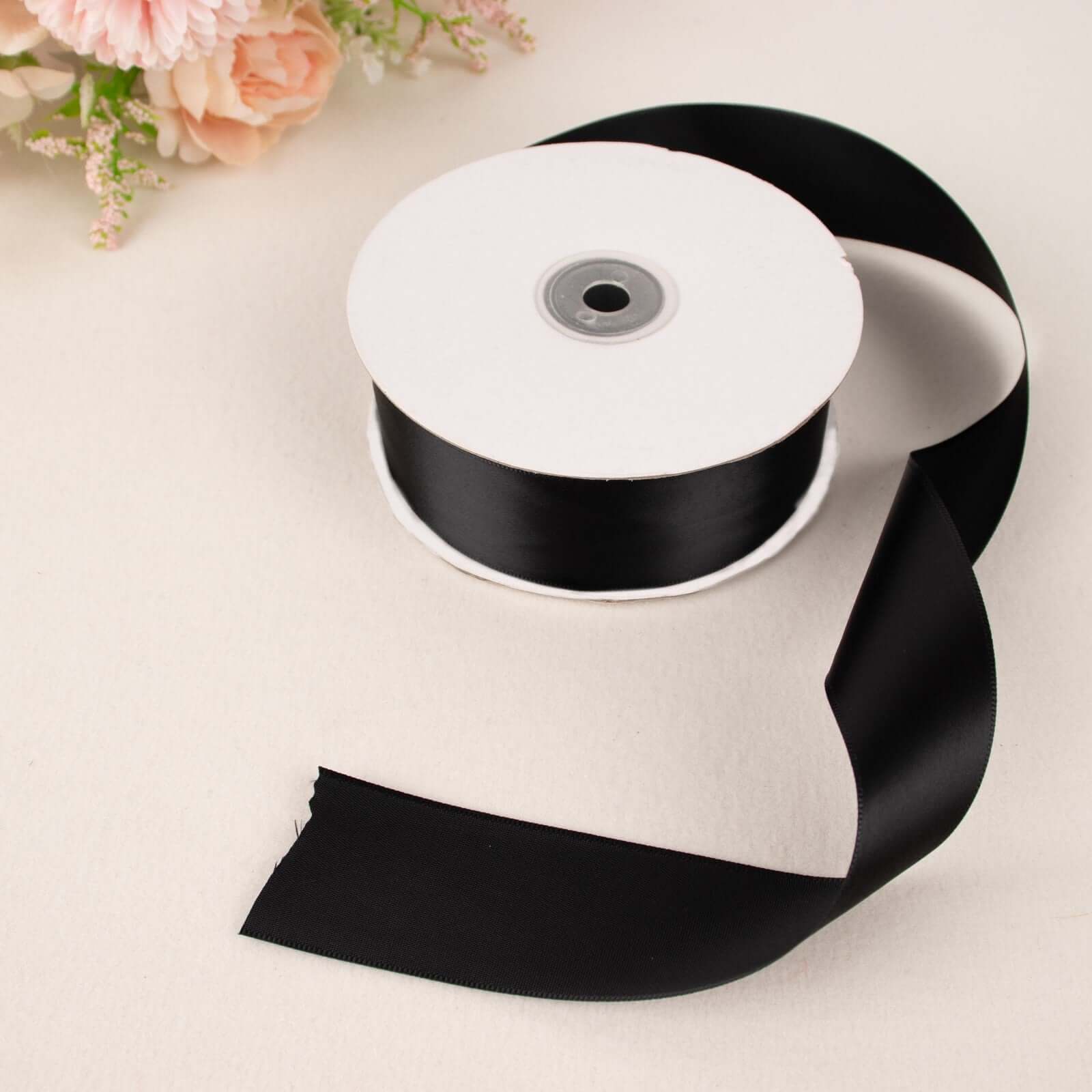 Hot! 50 Yards 1.5" Black Single - Face Decorative Satin Ribbon