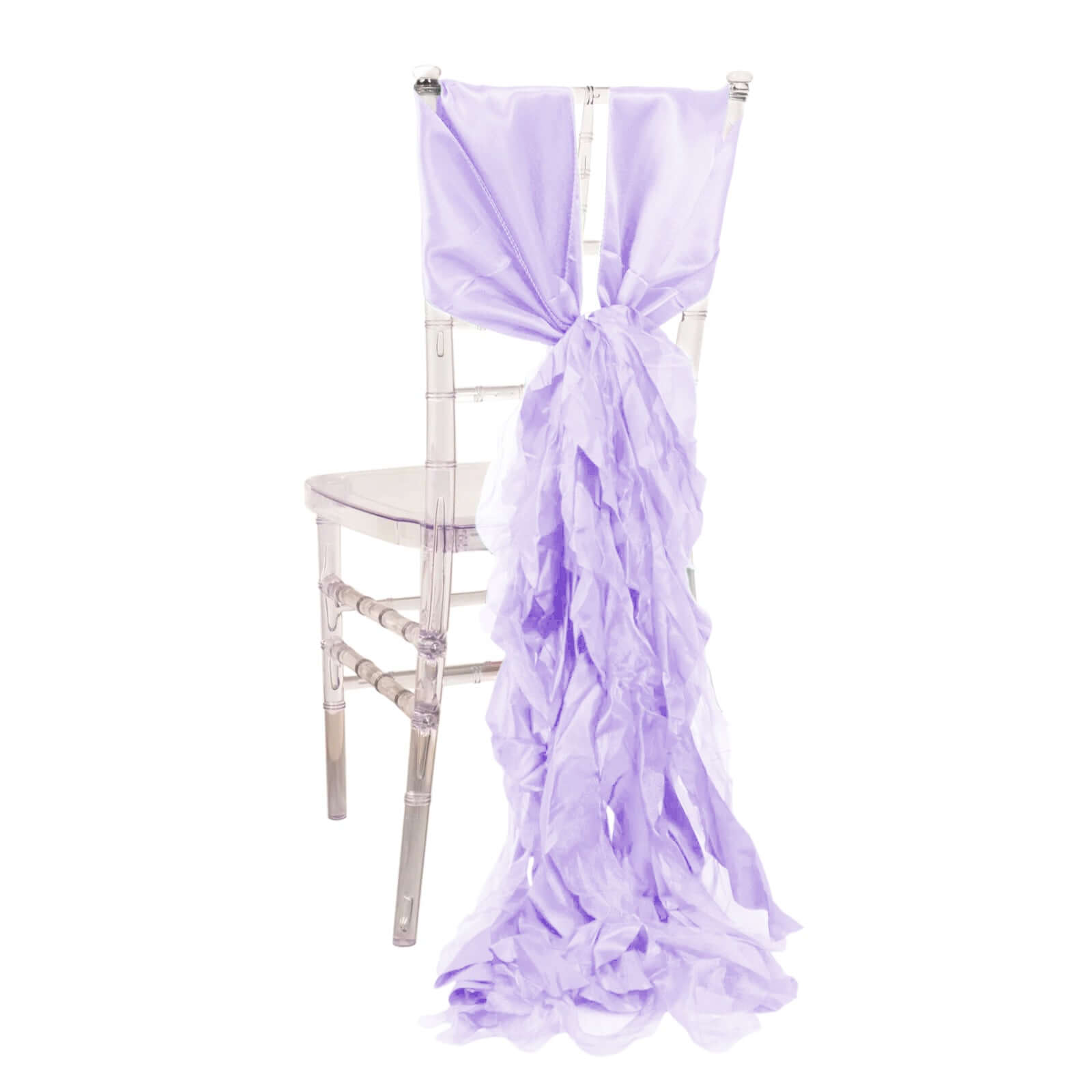 Special Offer! 5-Pack Lavender Lilac Chiffon Satin Chair Sashes with Curly Willow Style