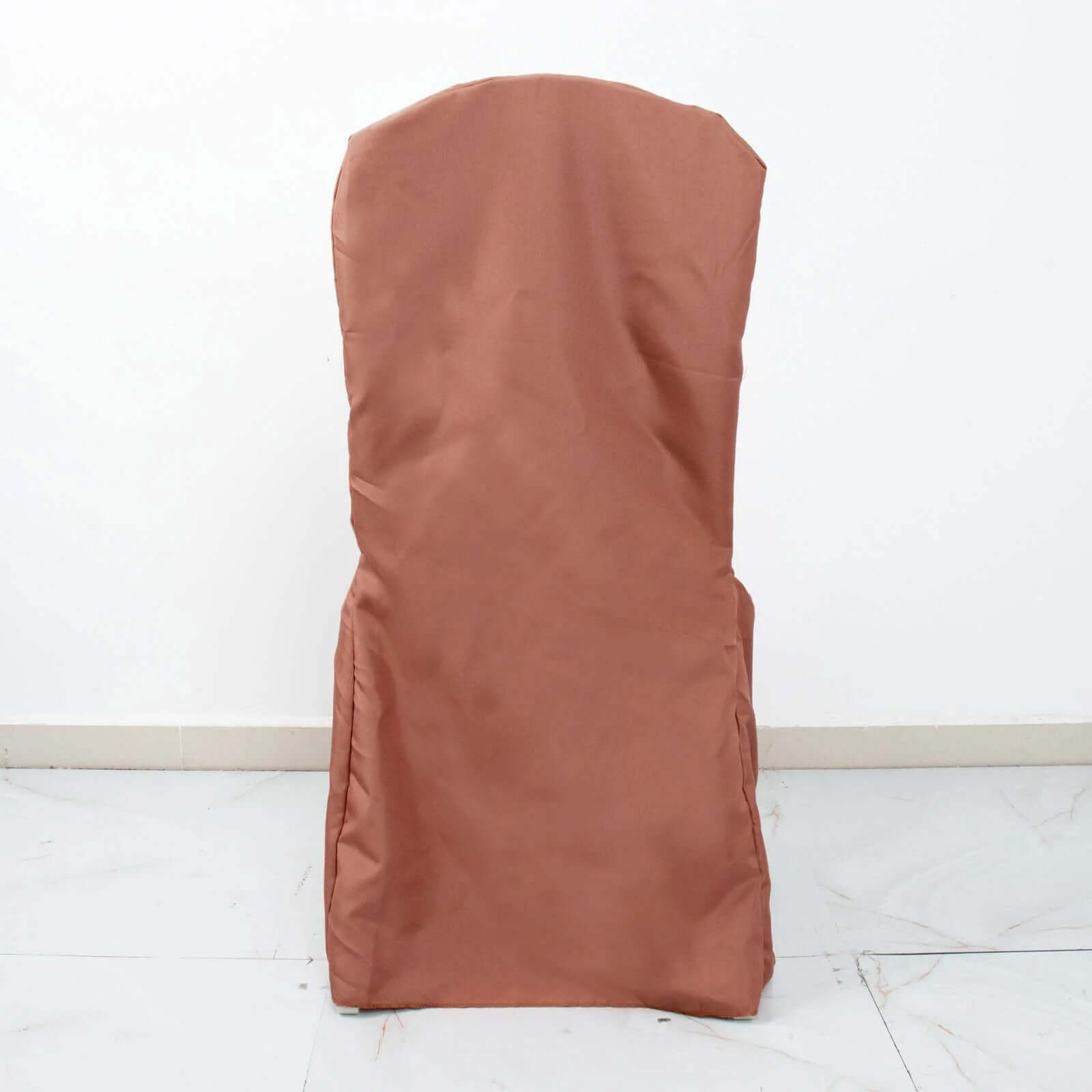 Hot Sale! 10-Pack Terracotta (Rust) Polyester Stain-Resistant Reusable Chair Covers for Banquets