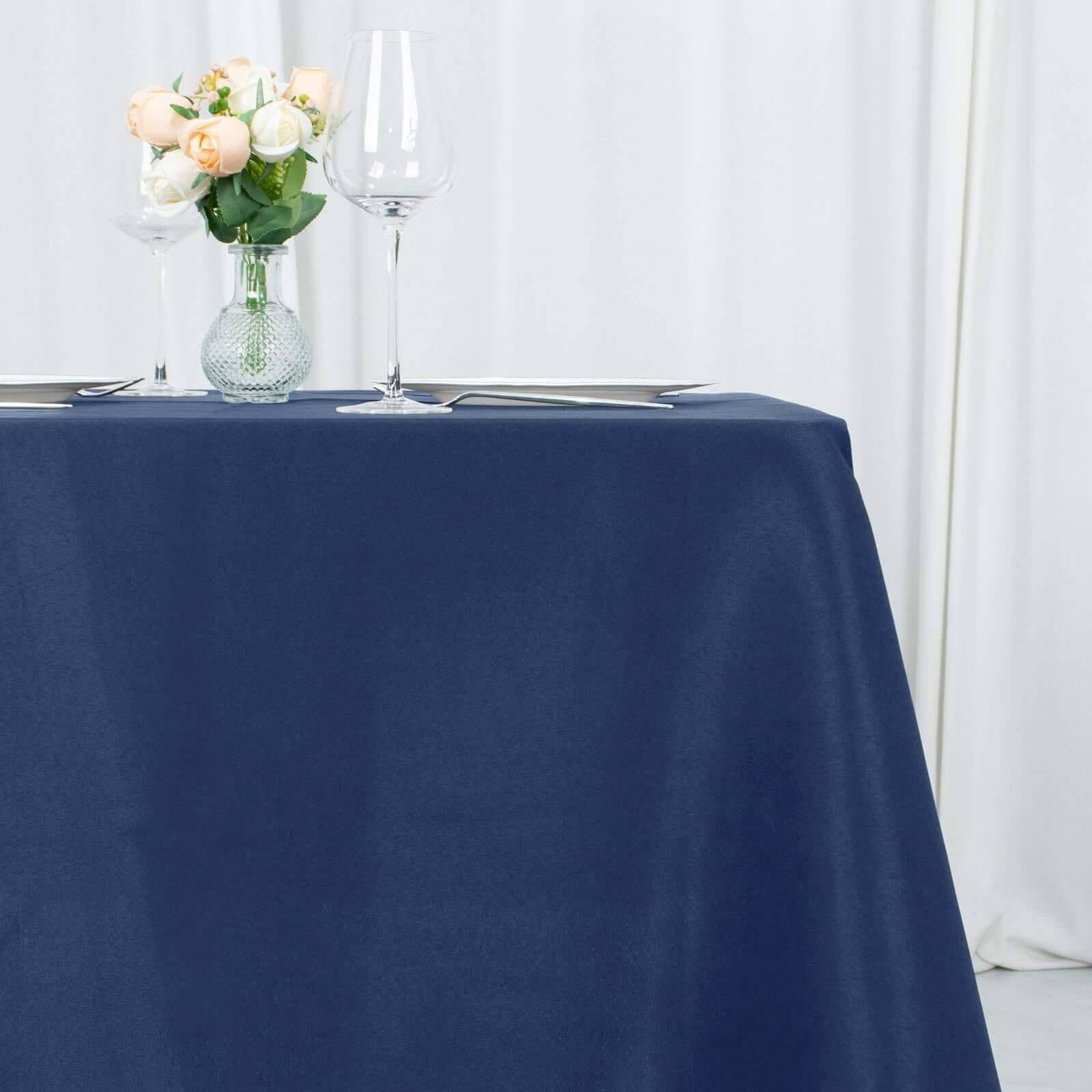 Wrinkle-Resistant 220GSM Navy Blue 70x70 Premium Polyester Square Table Cover