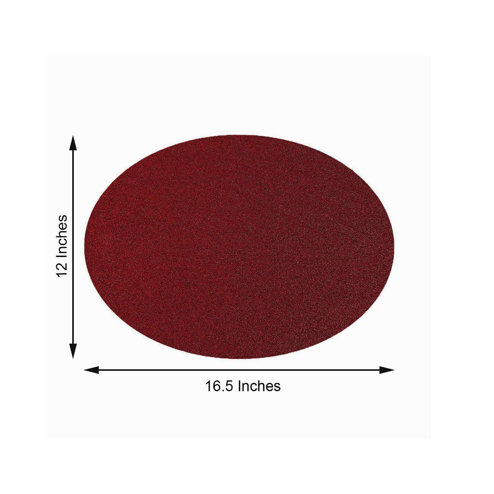 Hot! 6-Pack Burgundy Glitter Oval Non-Slip Dining Placemats 12x18
