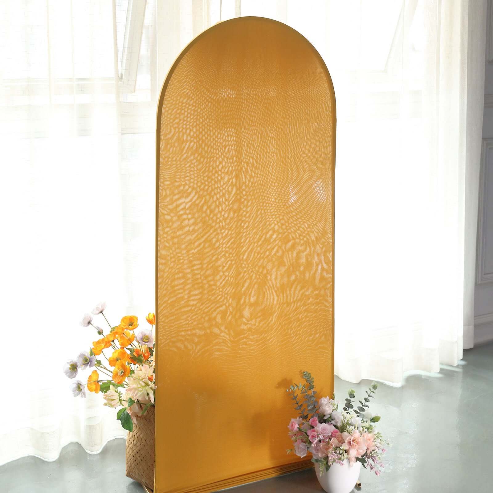 Hot! 5ft Matte Gold Spandex Fitted Cover for Round Top Wedding Arch