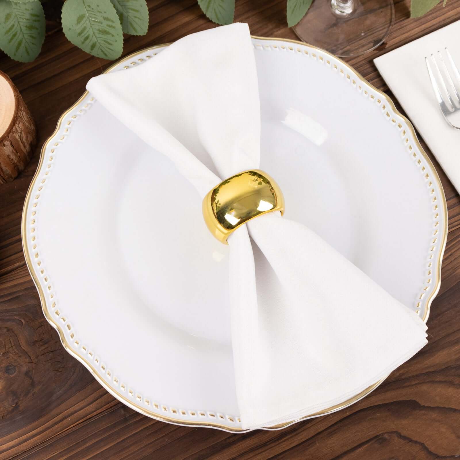 4-Pack Gold Shiny Metallic Acrylic Napkin Rings - Ideal for Events