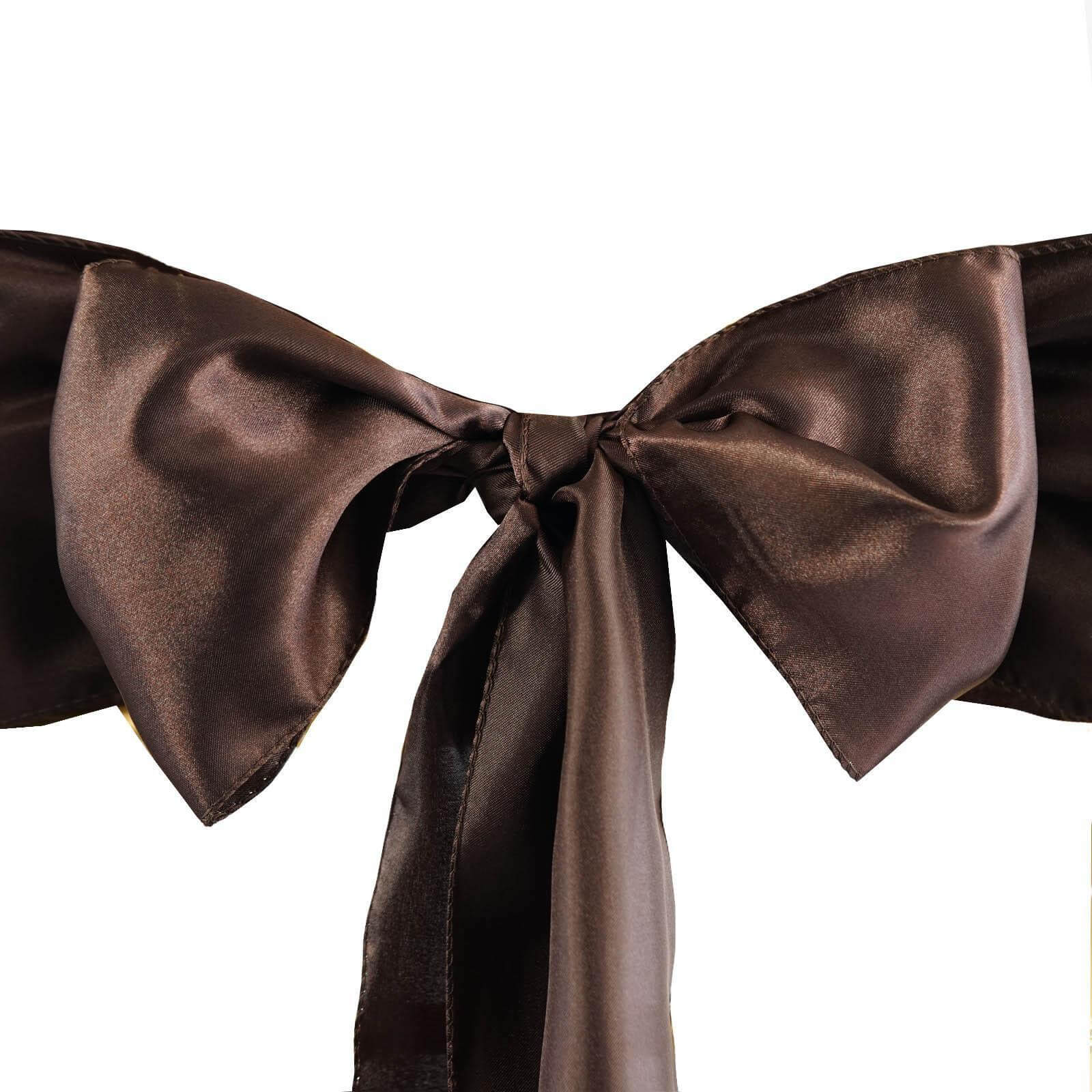 5-Piece Set of Durable Chocolate Satin Chair Sashes with Shiny Finish (6x106)