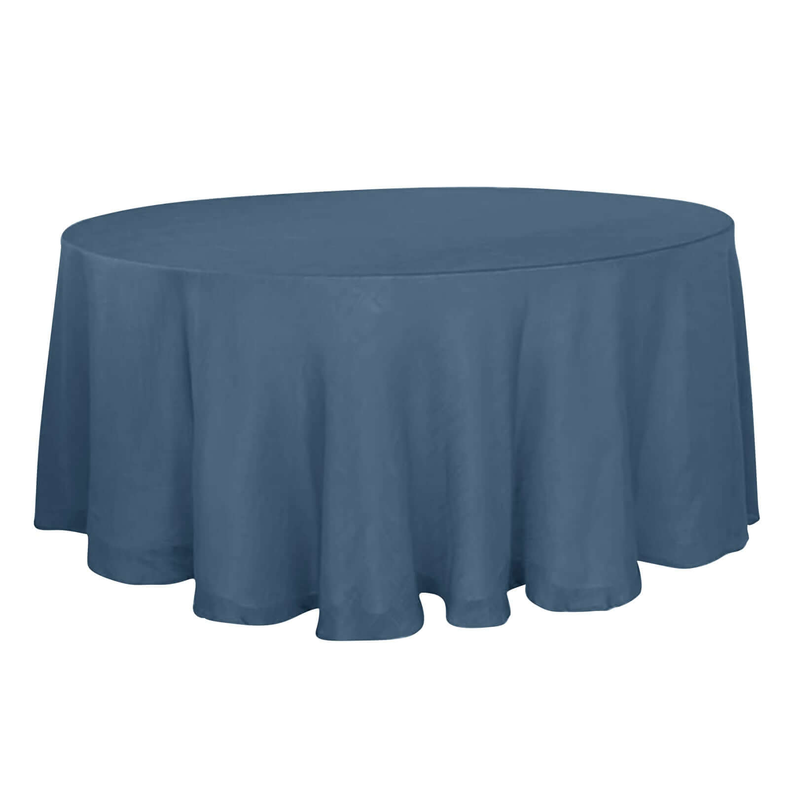 Premium Blue Faux Linen 120' Round Wrinkle-Resistant Tablecloth