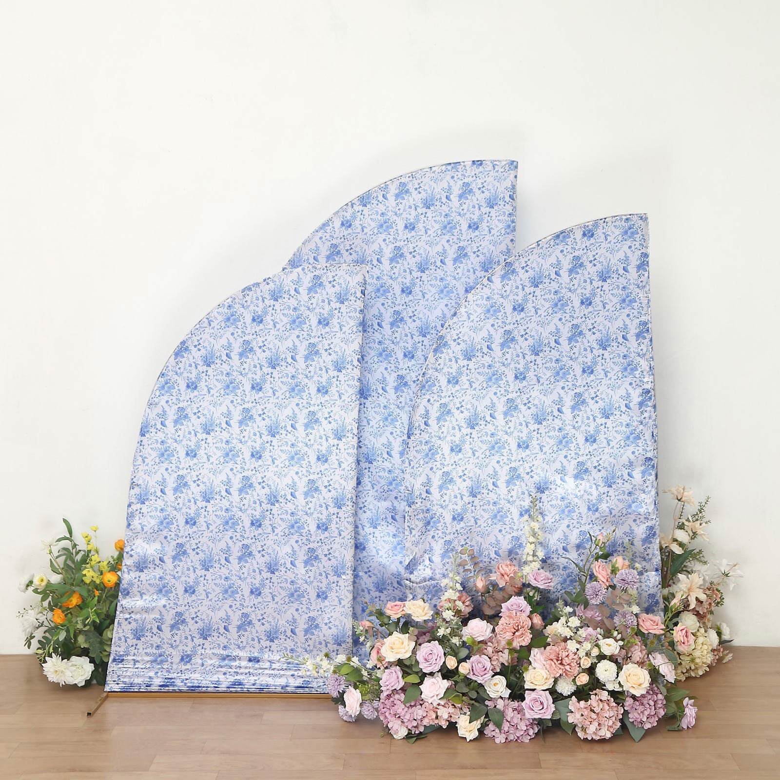 Hot Deal! Set of 3 Satin Wedding Arch Covers in French Toile Floral (5ft, 6ft, 7ft)
