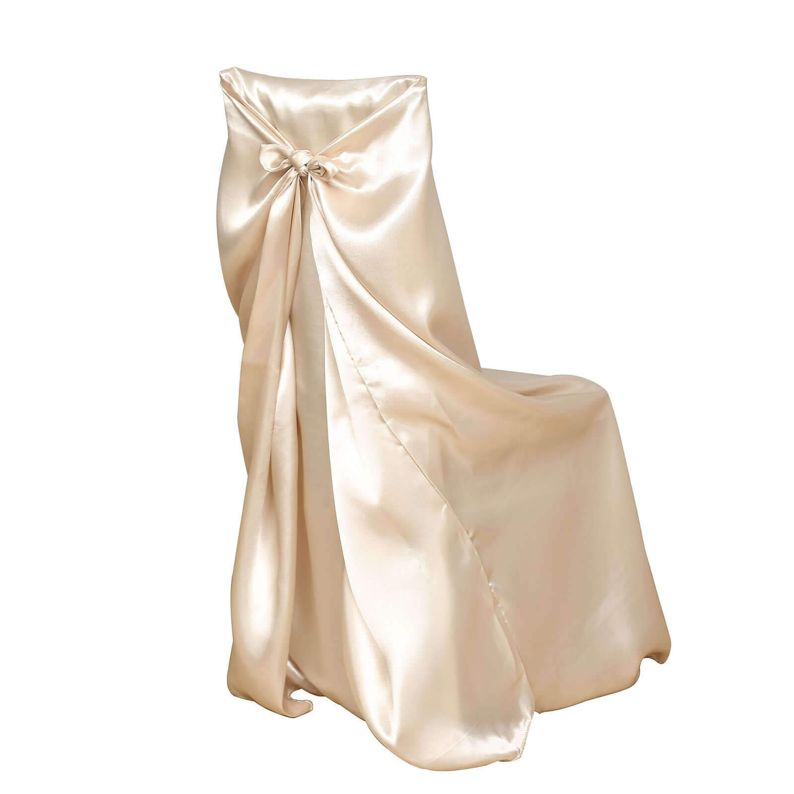 Durable Beige Satin Self-Tie Chair Covers - Universal Design for Folding, Dining & Banquet Chairs