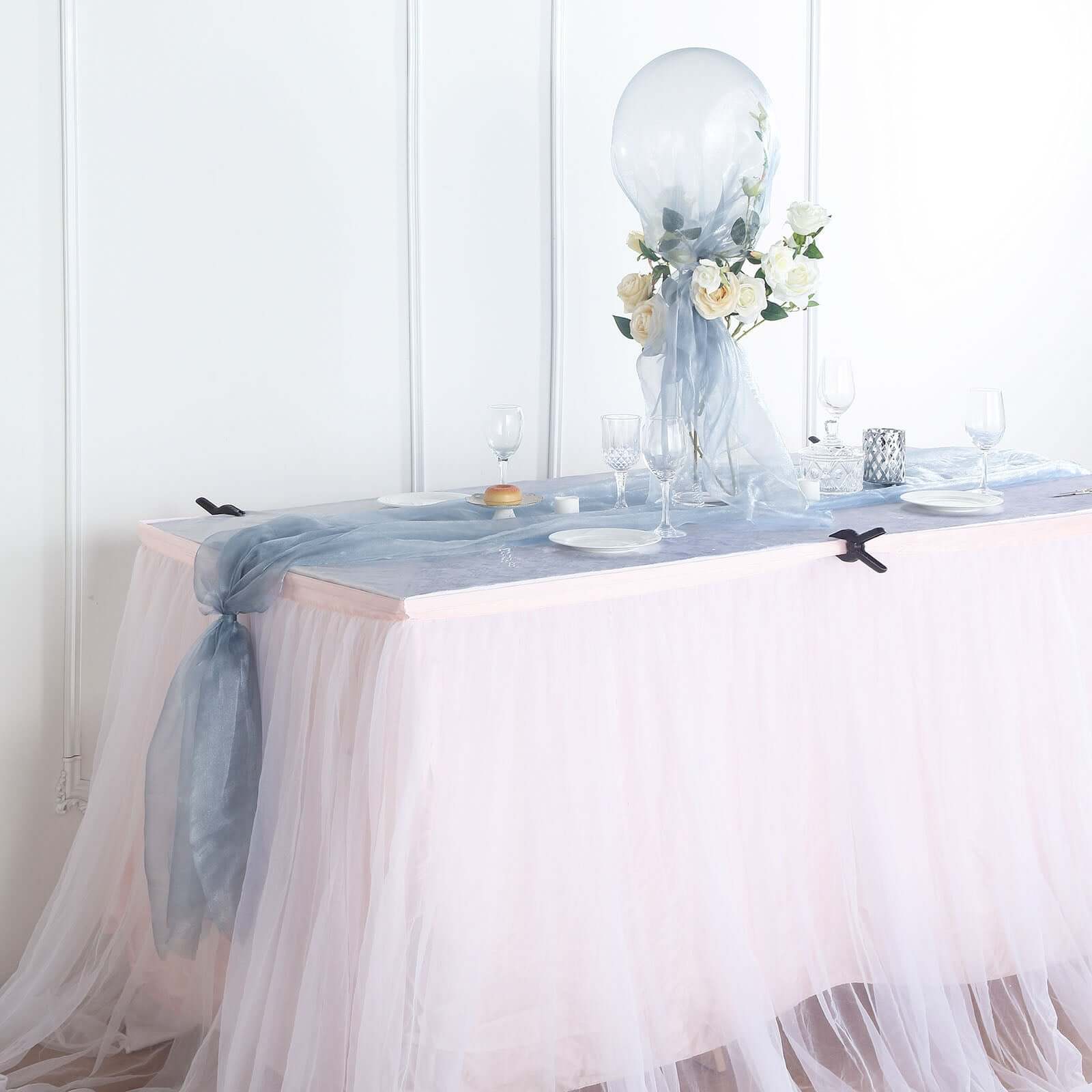 12-Foot Wide, 10-Yard Long Dusty Blue Sheer Chiffon Fabric Bolt for DIY