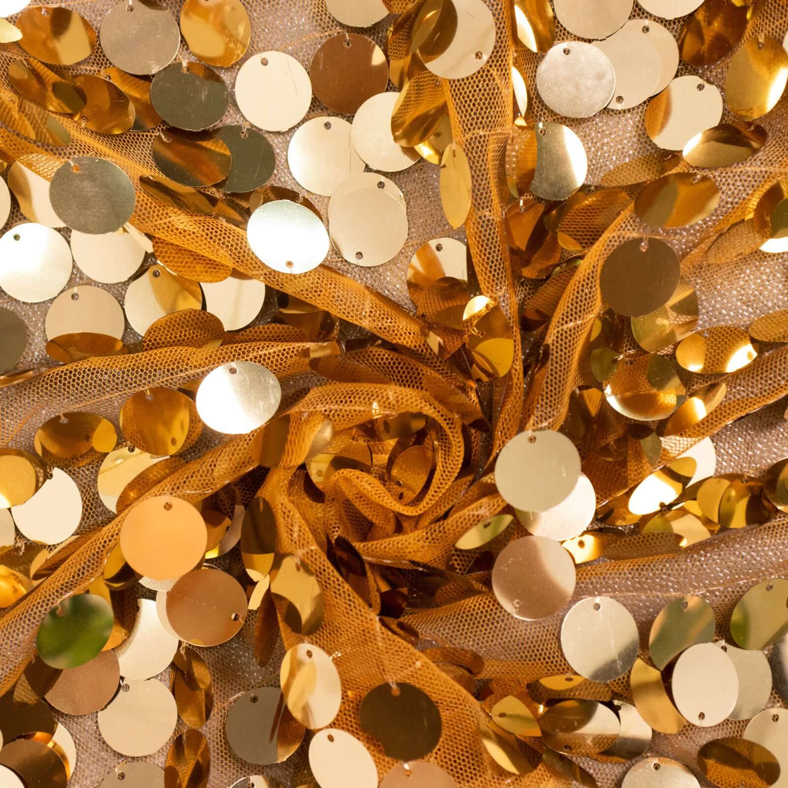 7ft Gold Double-Sided Payette Sequin Chiara Wedding Arch Cover for Half Moon Backdrop Stand - Great Deal!
