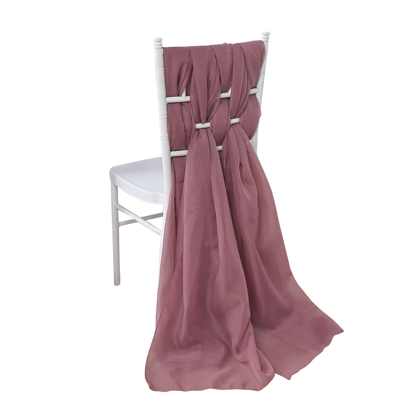 5-Pack Premium Mauve/Cinnamon Rose Chiffon Chair Sashes - Soft, Lightweight Designer Bows