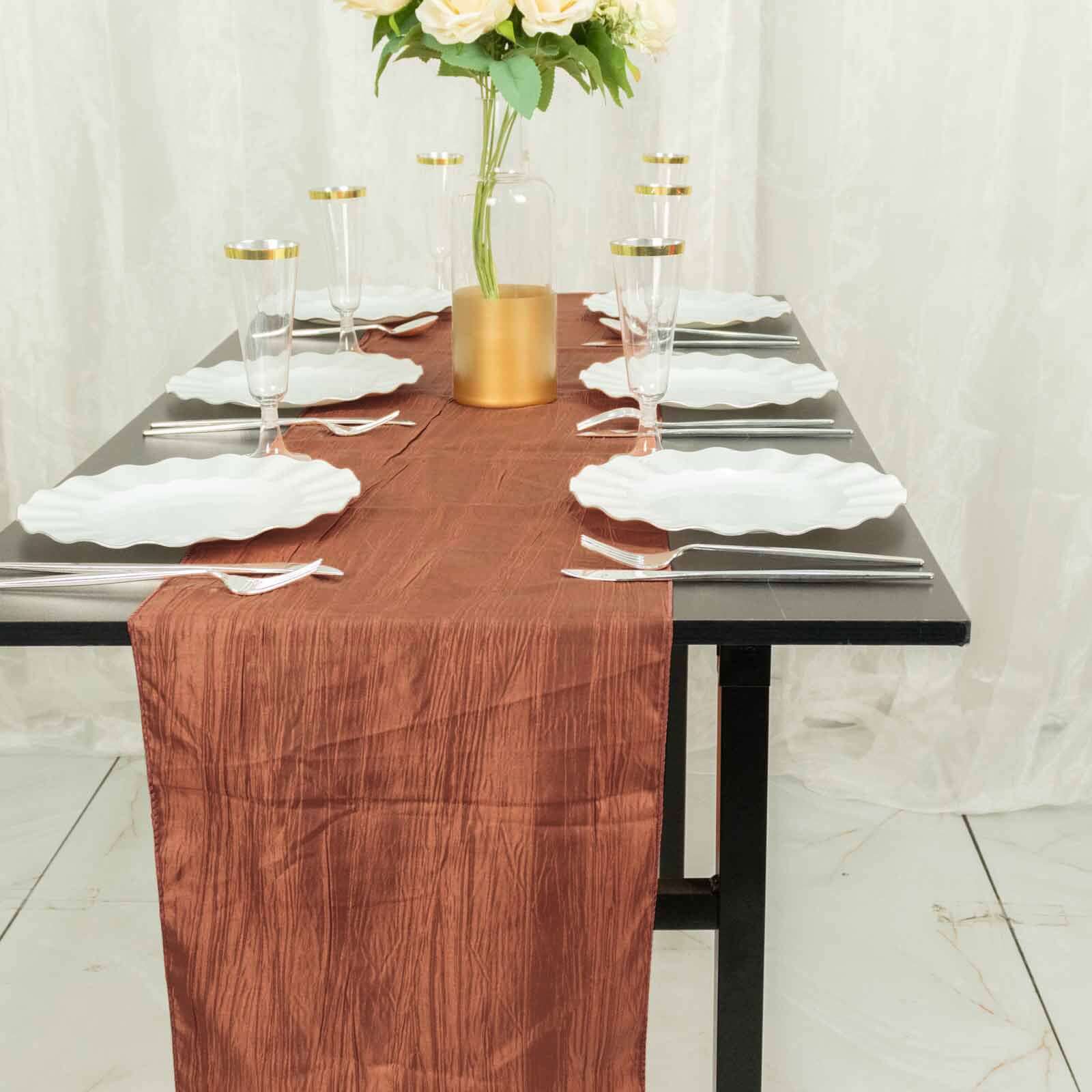 Hot Deal! Terracotta Accordion Crinkle Taffeta 12x108 Table Runner