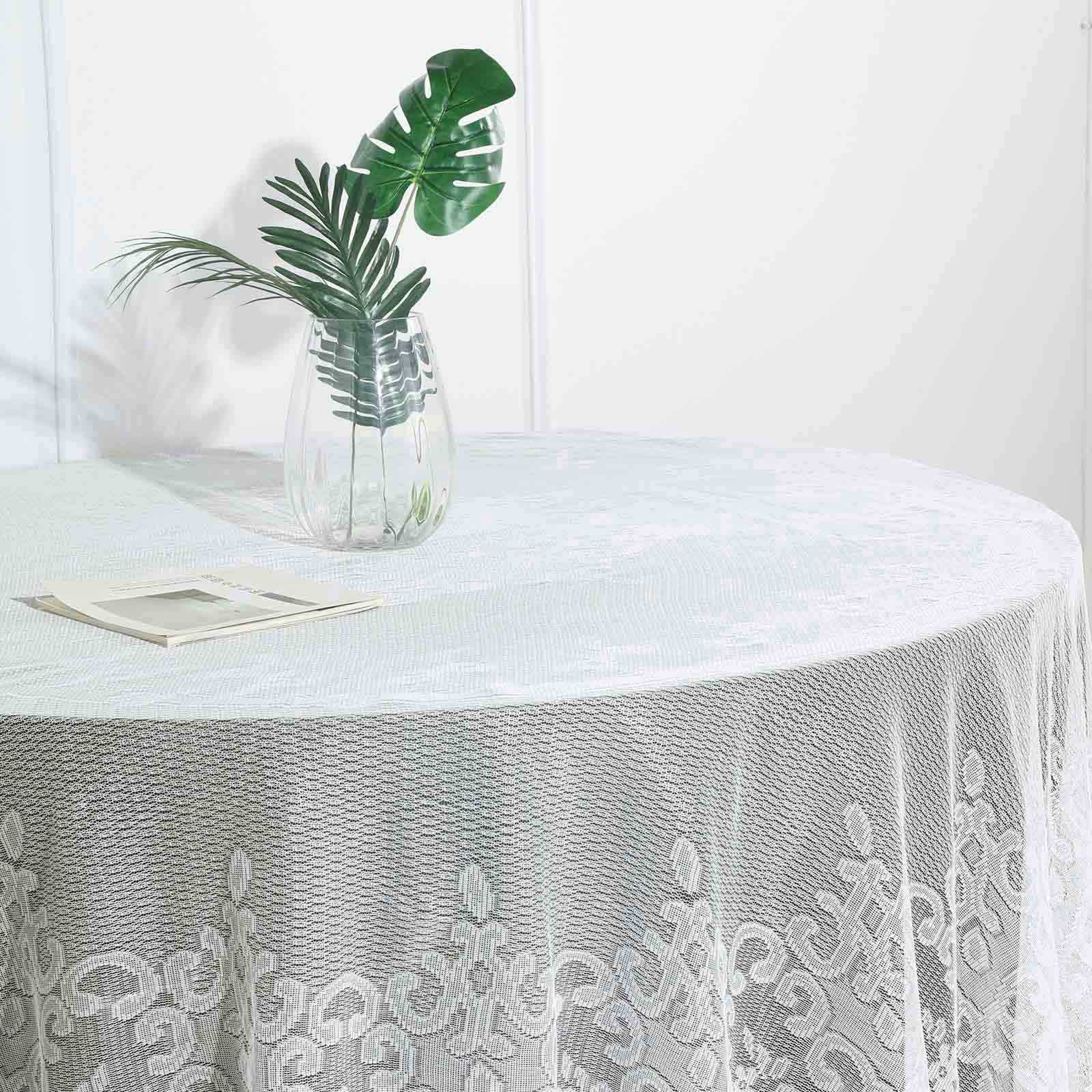 Premium Ivory 108-Inch Round Lace Tablecloth for Formal Events - Ideal Decor