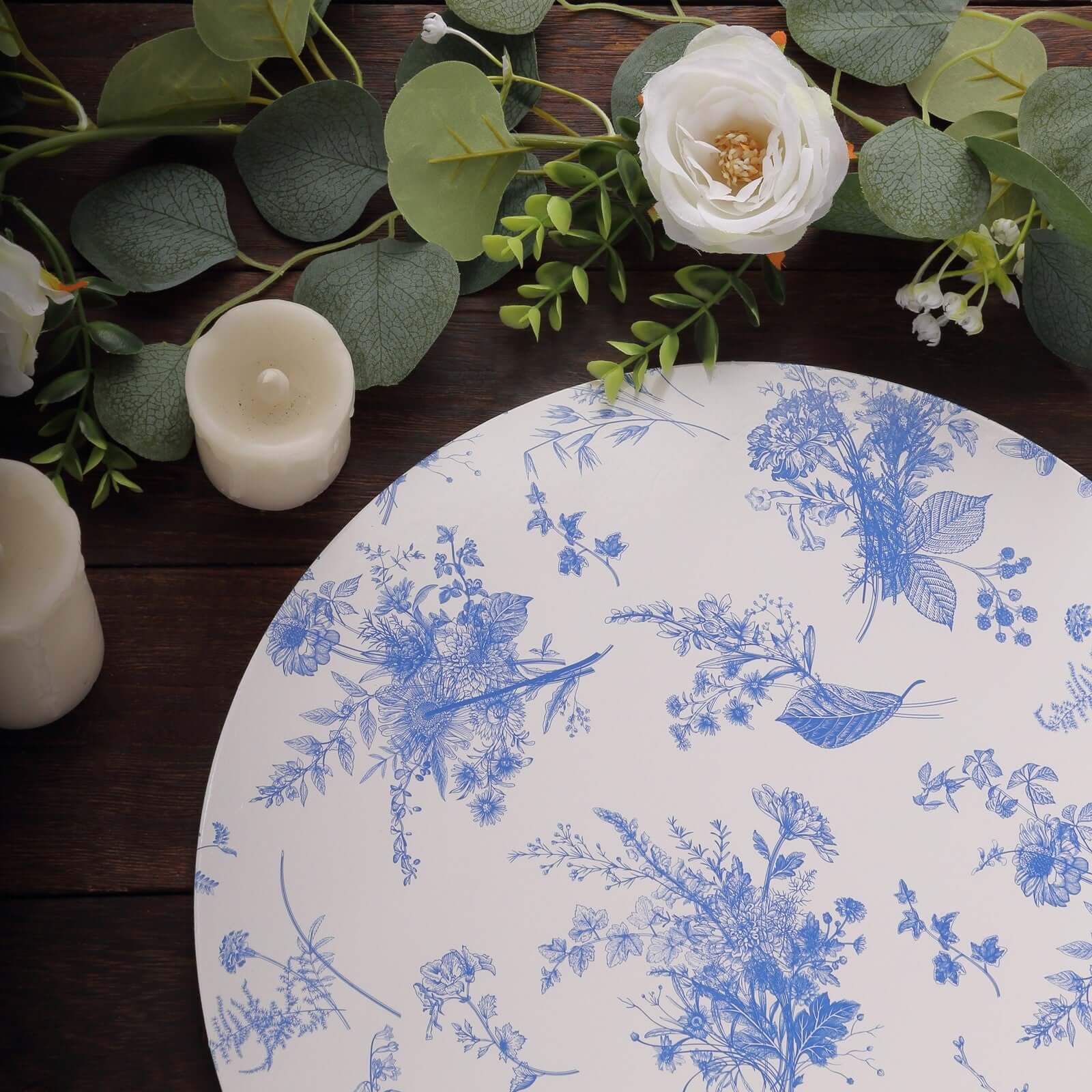 Get This 6-Pack of Stylish 13-Inch French Toile Print Disposable Charger Plates for Easy Cleanup