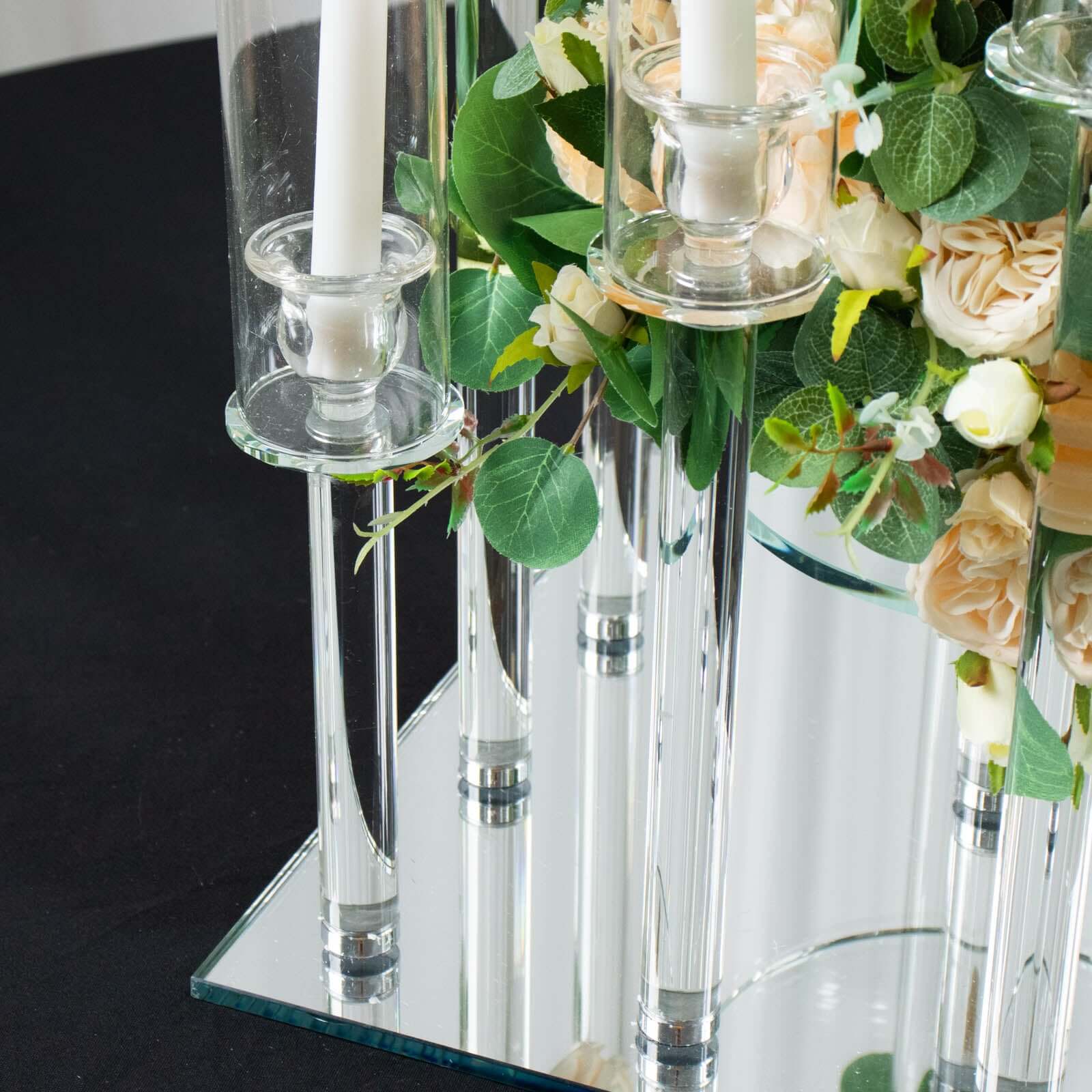 4.5ft Crystal Glass Cluster Candelabra Pedestal Stand - Ideal Table Centerpiece