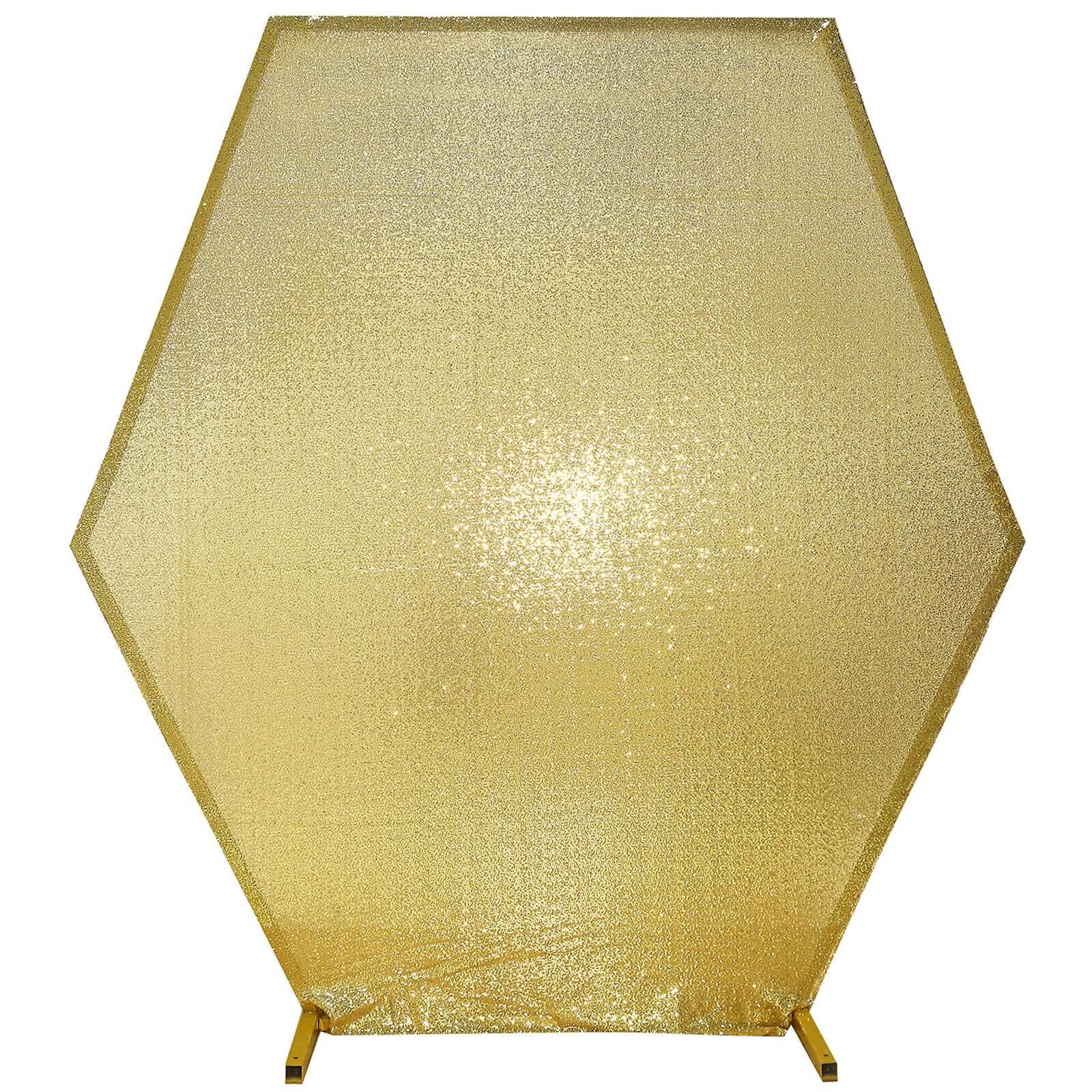 8ft x 7ft Gold Metallic Shiny Sequin Double-Sided Custom Wedding Arch Backdrop Cover