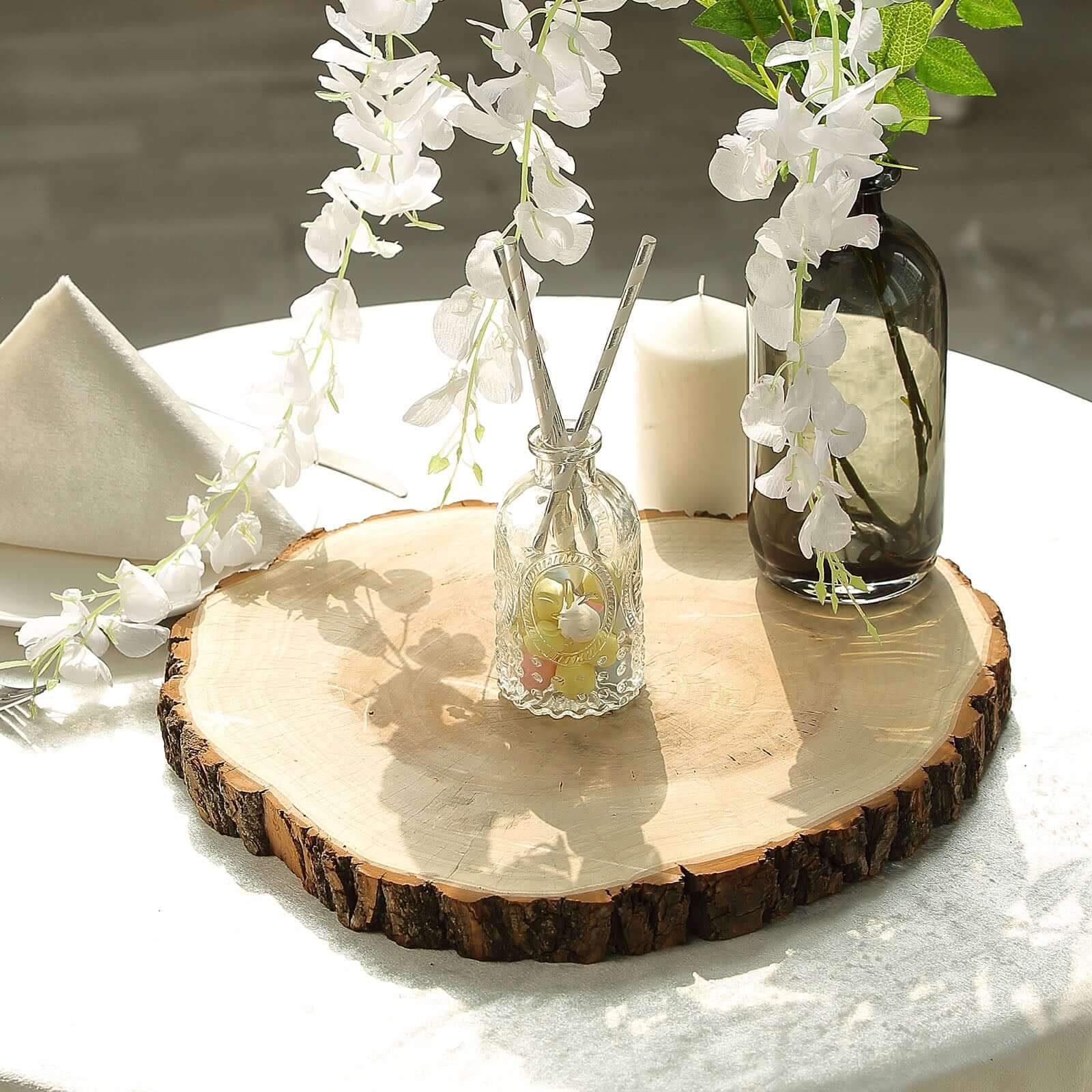 Hot! Polished Rustic Poplar Wood Round Slices for Wedding & Event Decor, 18 Dia