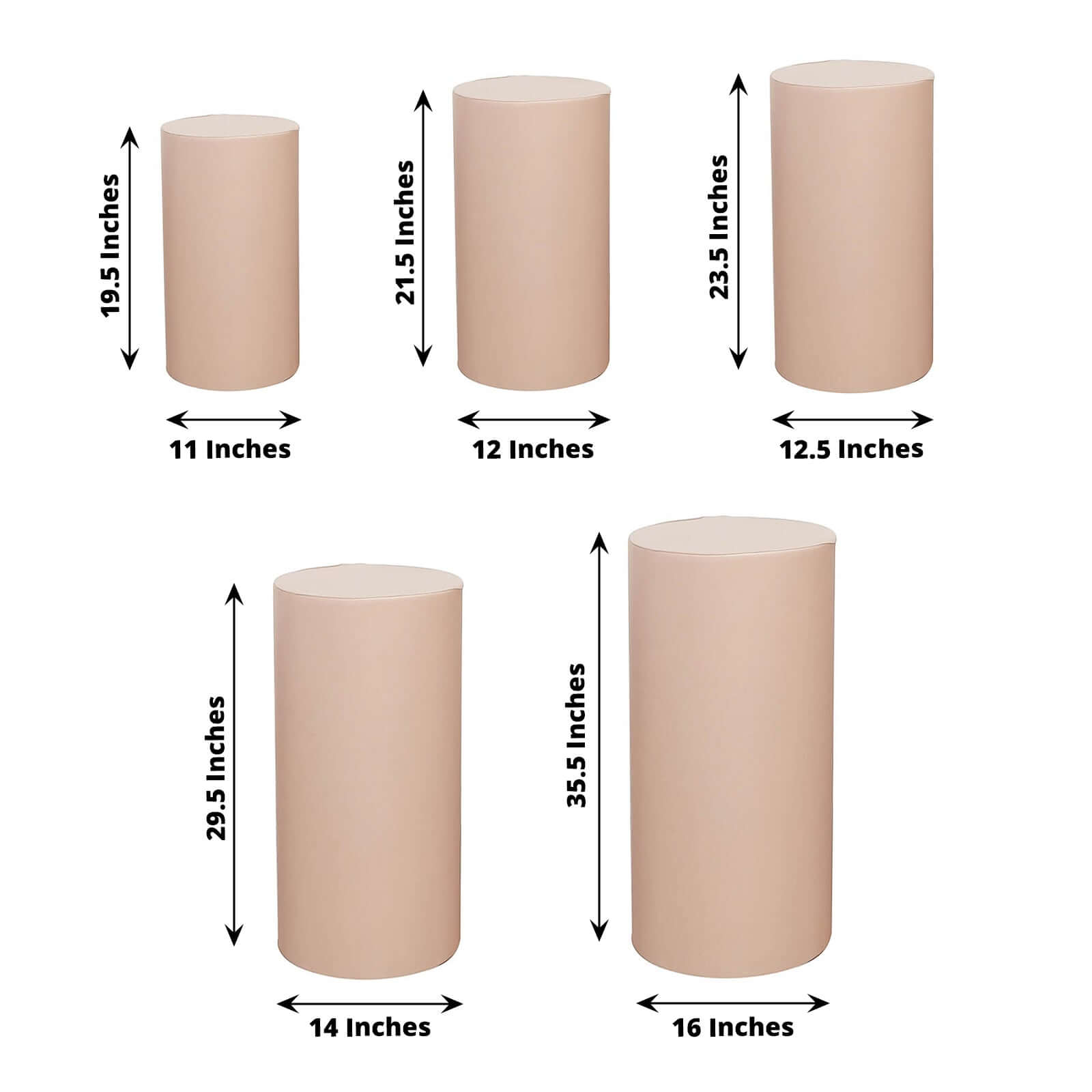 Amazing Deal! Set of 5 Nude Stretchable Spandex Cylinder Pedestal Stand Covers, 160 GSM