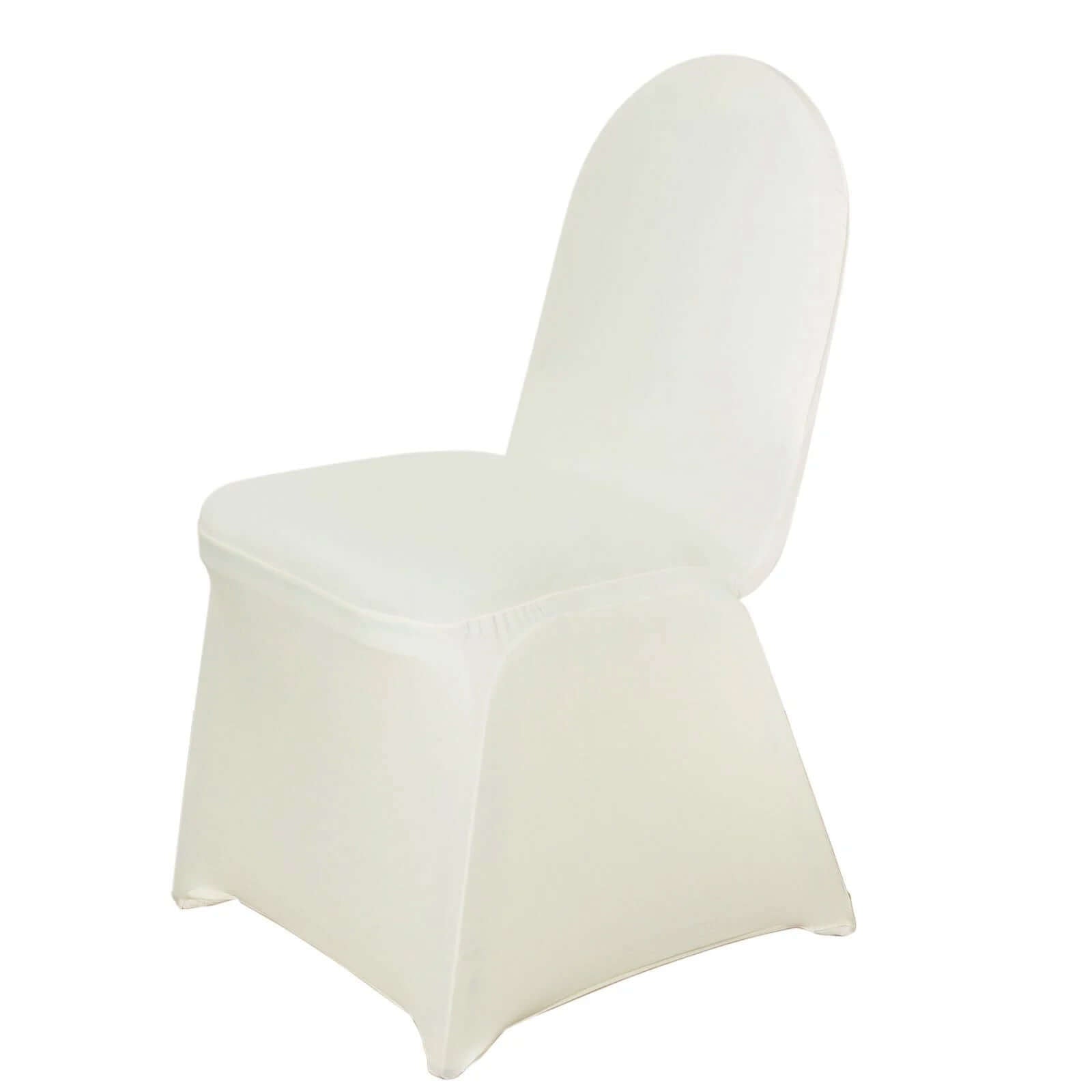 10-Pack Ivory Spandex Stretch Slip-On Chair Covers for Banquet Chairs - Durable & Reusable