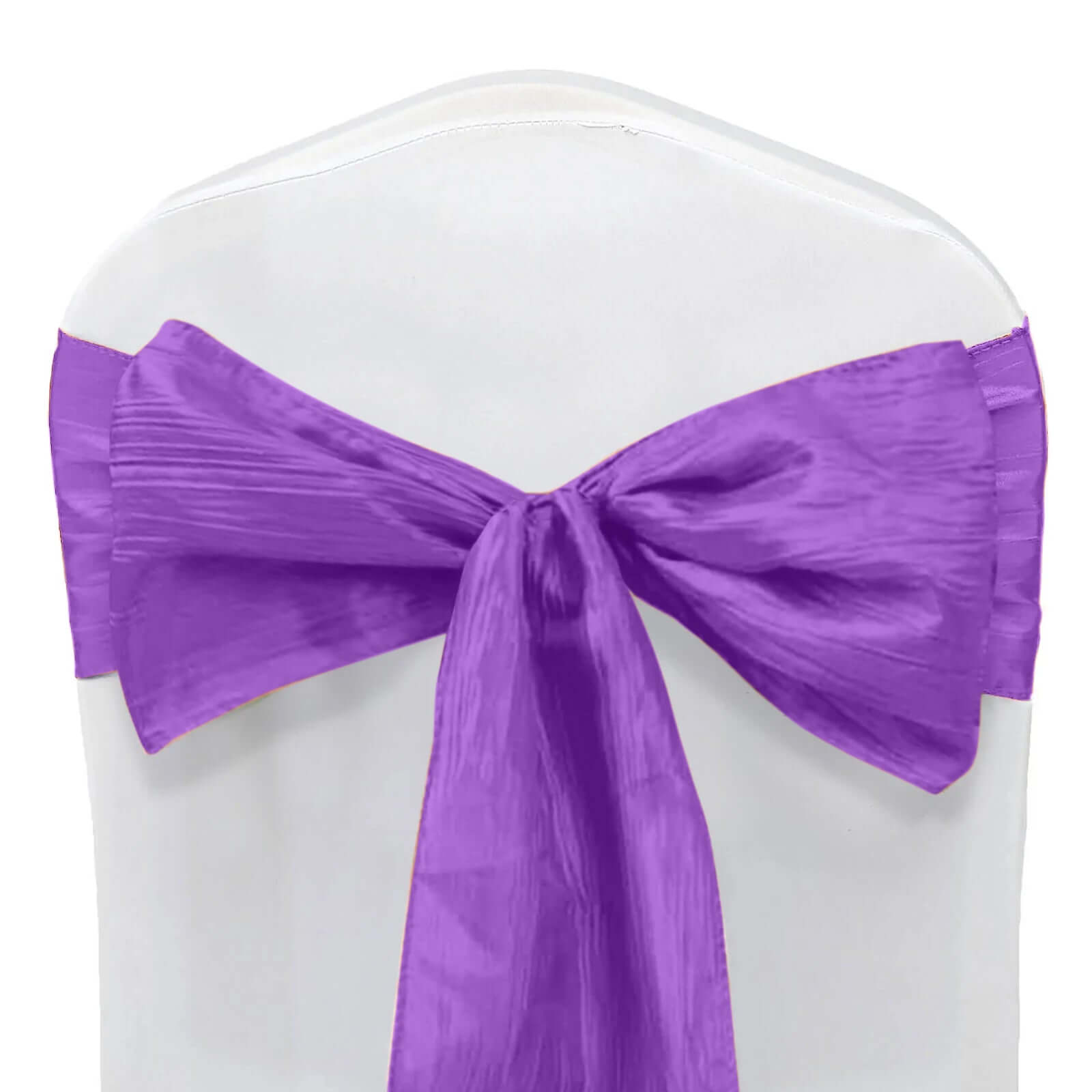 5-Pack Purple Crinkle Taffeta Chair Sashes - Ideal for Weddings and Gatherings