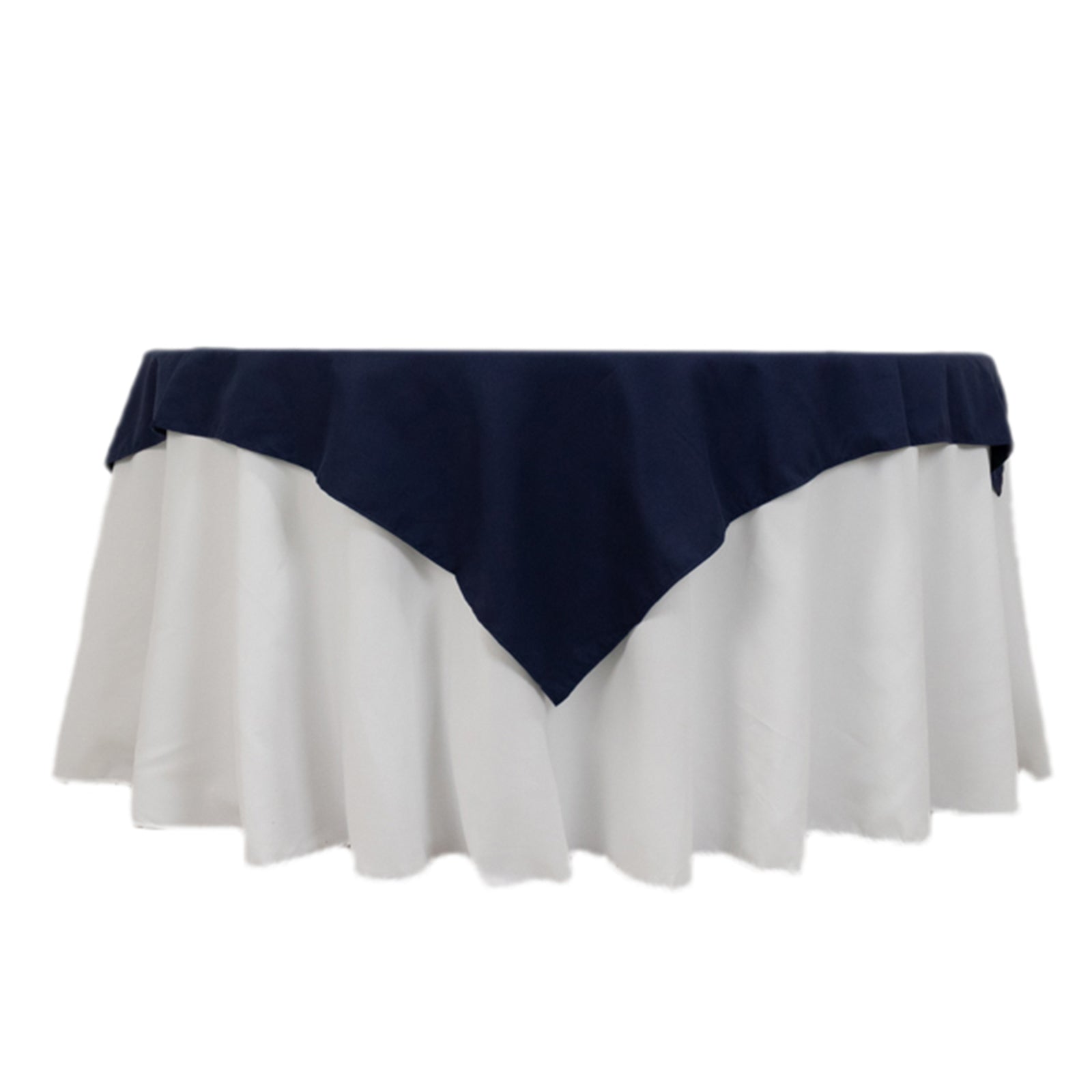 Wrinkle-Resistant Navy Cotton Blend 54x54 Square Table Overlay Table Topper