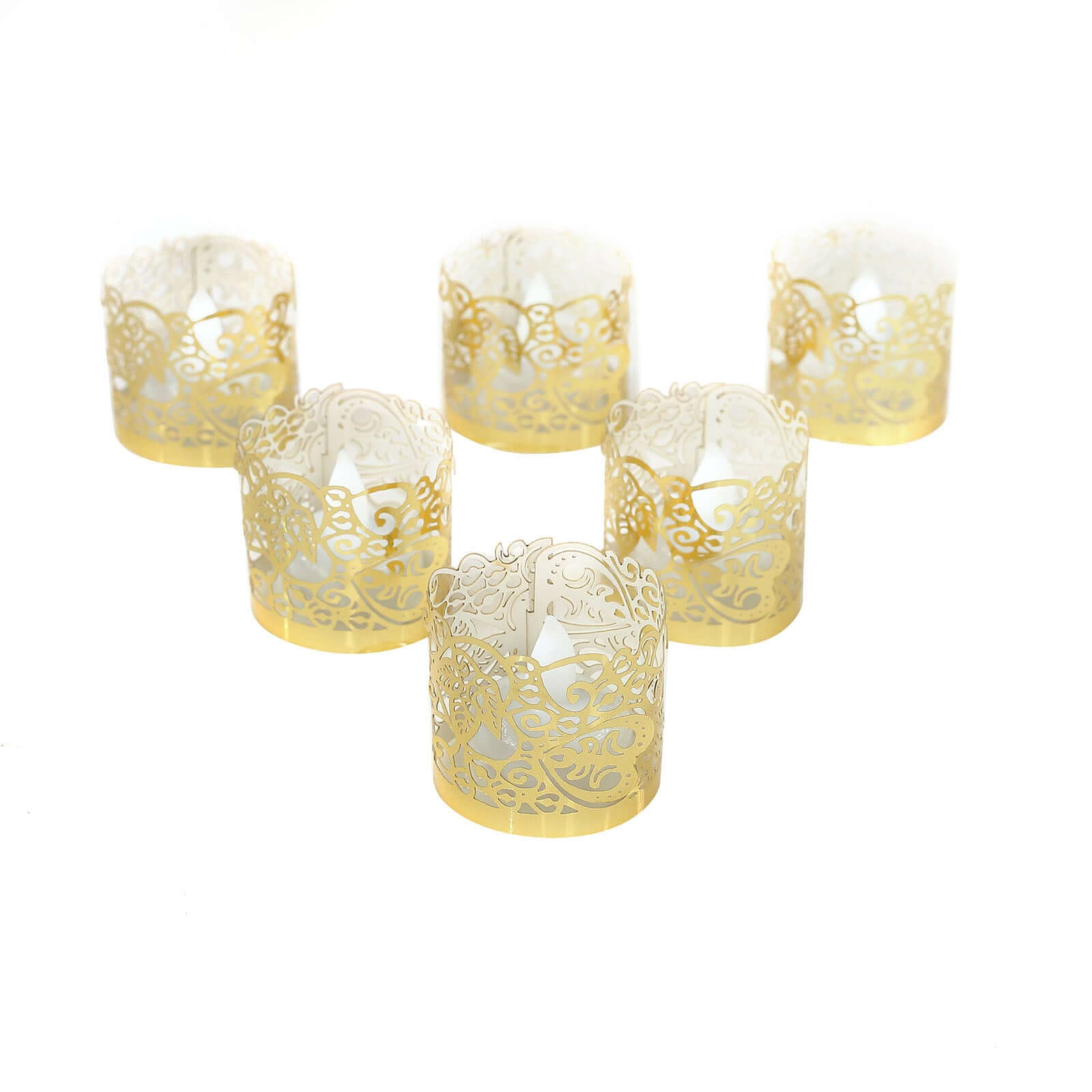 20-Pack Gold Foil Floral Lace Design Paper Wraps for Votive Tealight Candles
