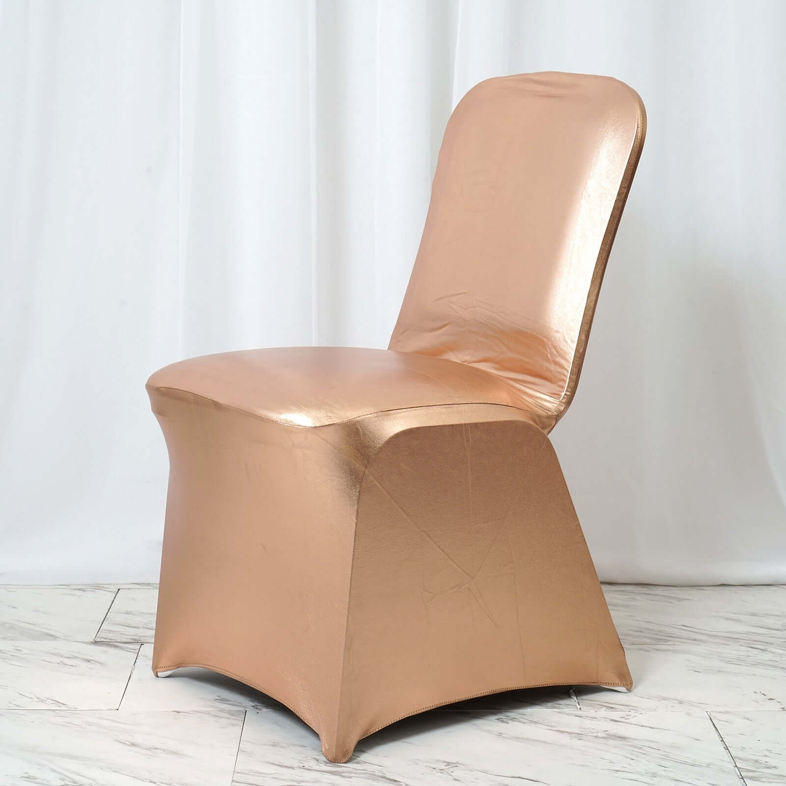 Metallic Rose Gold Glittering Spandex Fitted Slipcover for Banquet Chairs