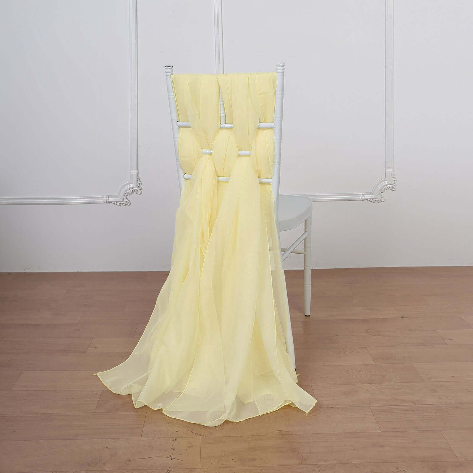 Special Offer! 5-Piece Set of Premium Yellow Chiffon Chair Sashes for Stunning Decor