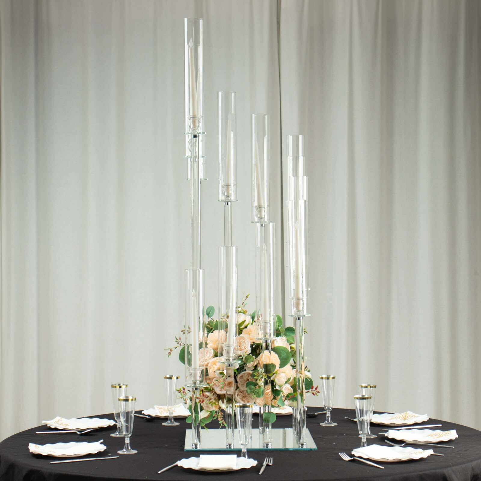 4.5ft Crystal Glass Cluster Candelabra Pedestal Stand - Ideal Table Centerpiece