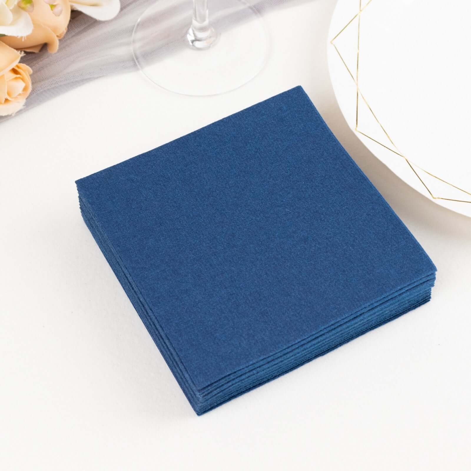 Hot! 20-Pack Navy Blue 5x5 Linen-Like Highly Absorbent Airlaid Napkins