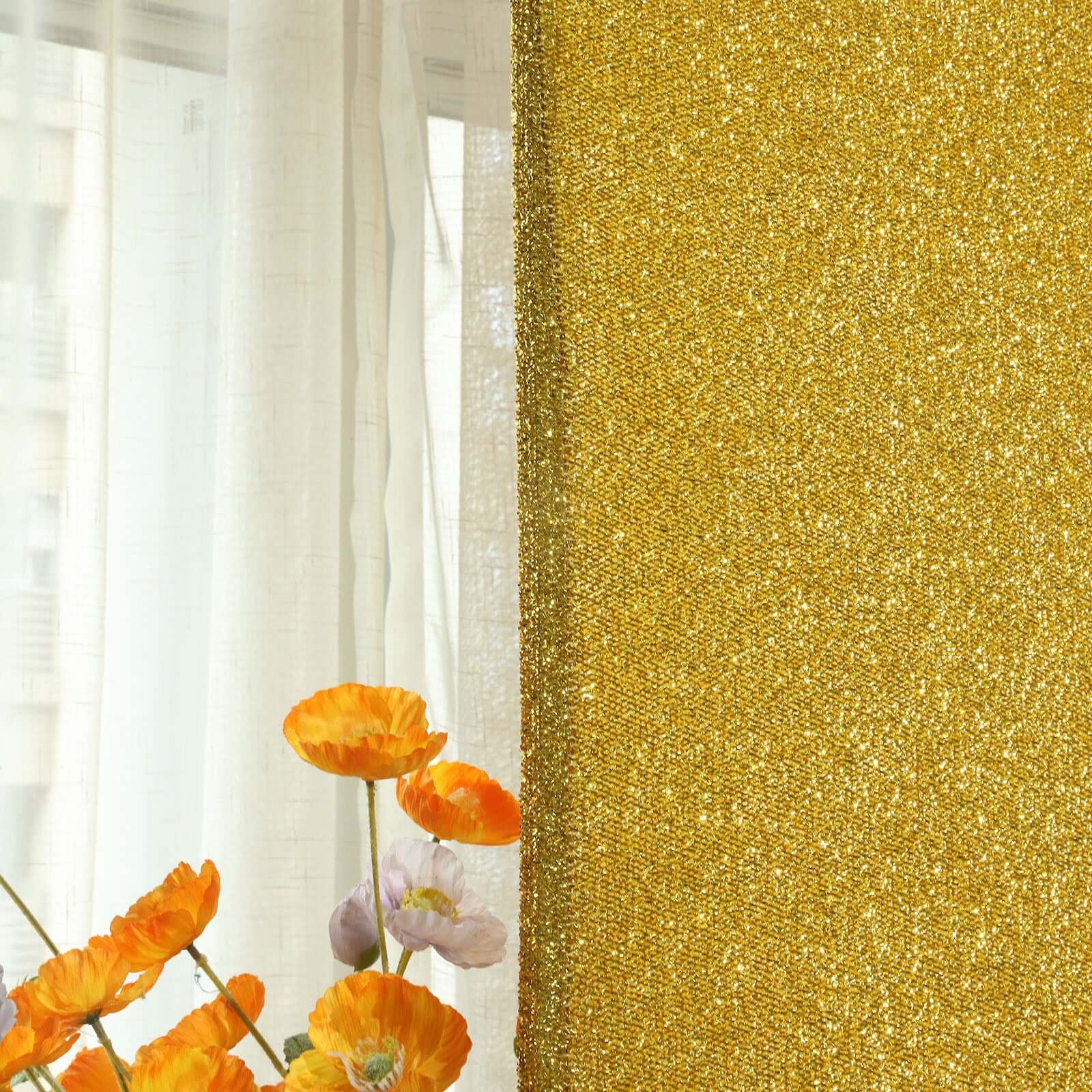 Hot Deal! 5ft Gold Shimmer Tinsel Spandex Backdrop Cover for Wedding Arch