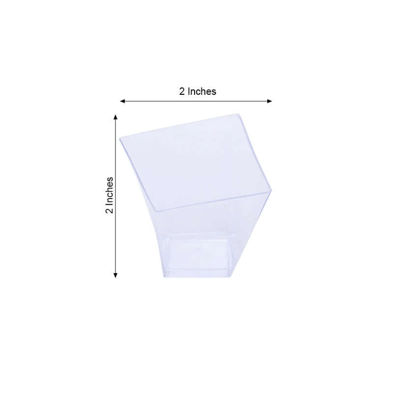50-Pack 2oz Durable Disposable Clear Square Twist Plastic Dessert Cups for Parties