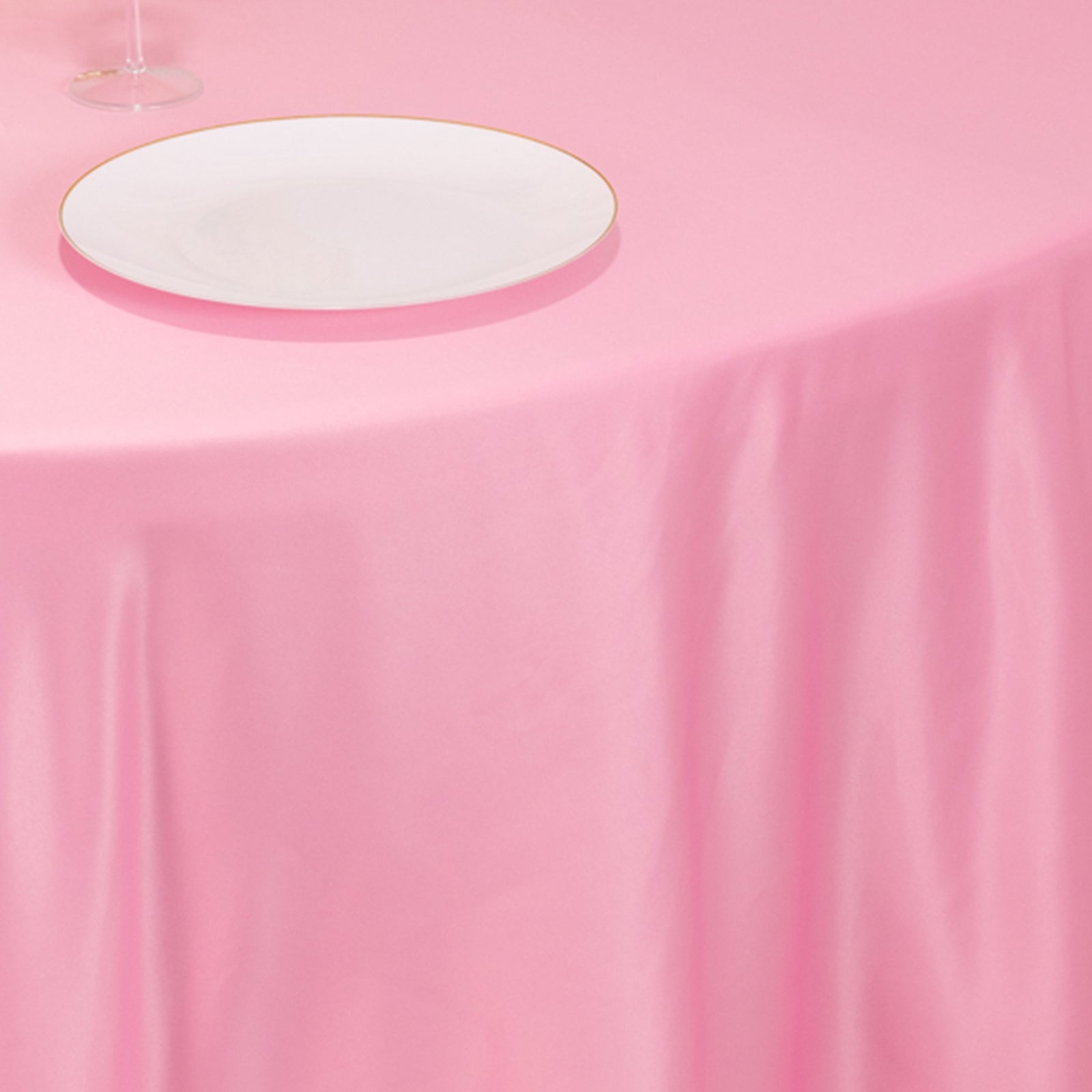 Pink 120-Inch Seamless Lamour Satin Round Tablecloth with Soft Sheen
