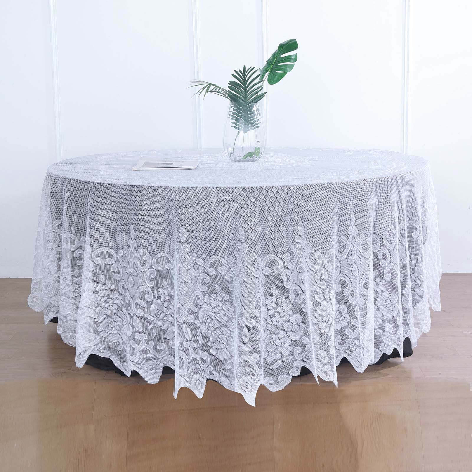 Premium White 108 Round Lace Tablecloth for Formal Events