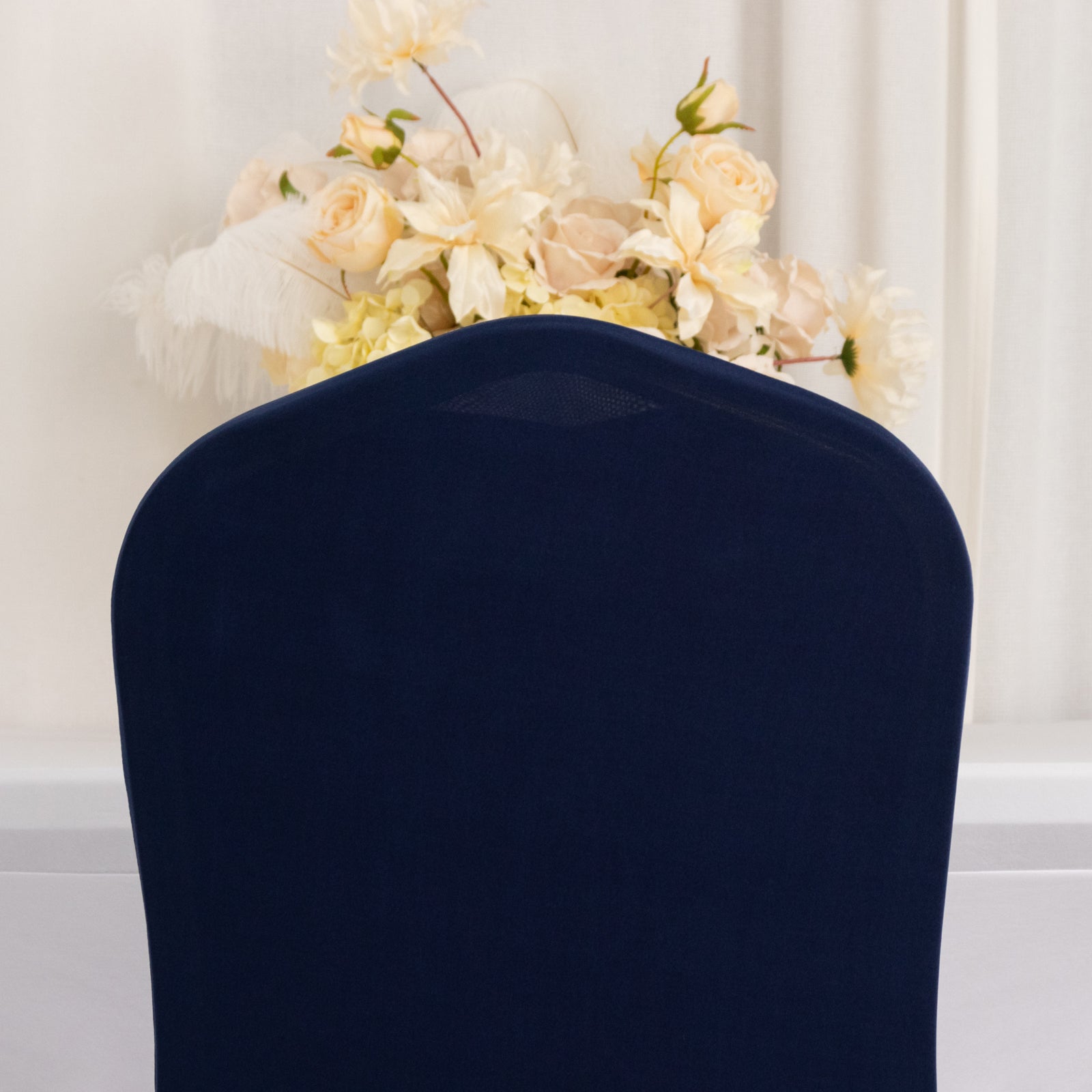Hot Deal! Navy Blue Premium 220GSM Spandex Stretch Chair Cover with Foot Pockets for Banquet Chairs