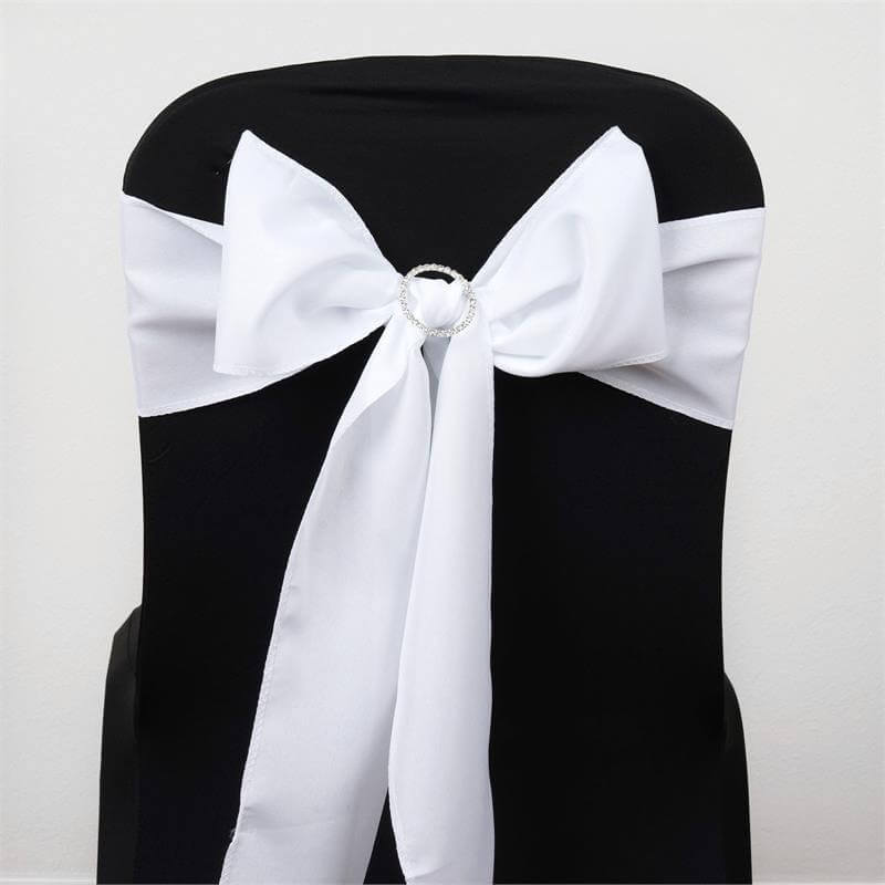 Set of 5 White Polyester Chair Sashes - Ideal for Special Events 6x108
