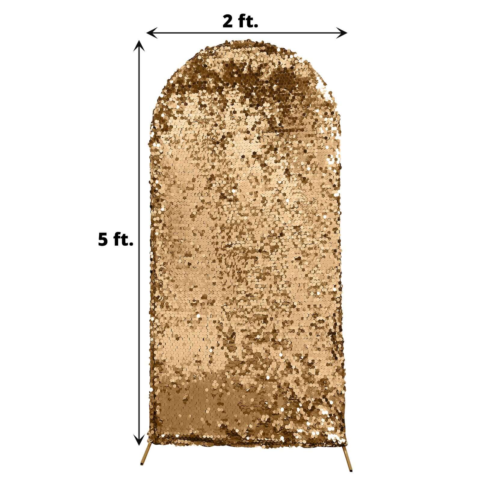 5ft Sparkly Gold Double-Sided Sequin Cover for Fitted Round Top Wedding Arch - Ideal for Events