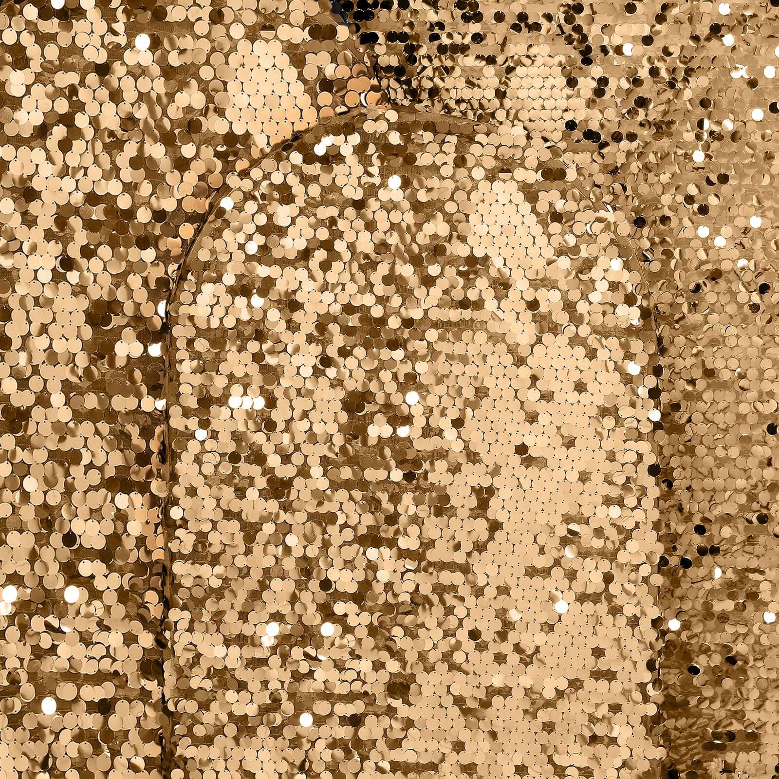 5ft Sparkly Gold Double-Sided Sequin Cover for Fitted Round Top Wedding Arch - Ideal for Events