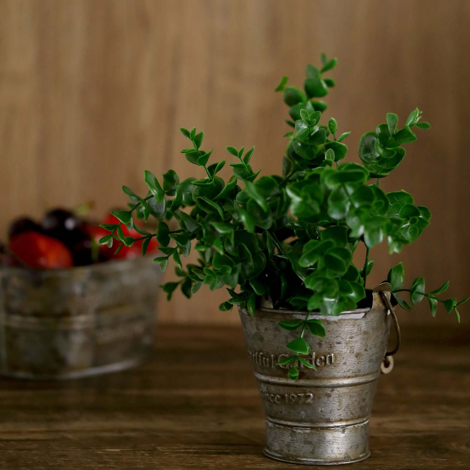 Set of 3 Artificial Dark Green Eucalyptus Stems, 13.5 Inches Tall