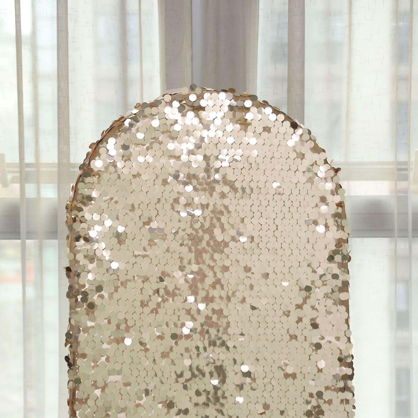 Sparkly 5ft Champagne Double-Sided Sequin Backdrop Cover for Wedding Arch - Perfect Decor!
