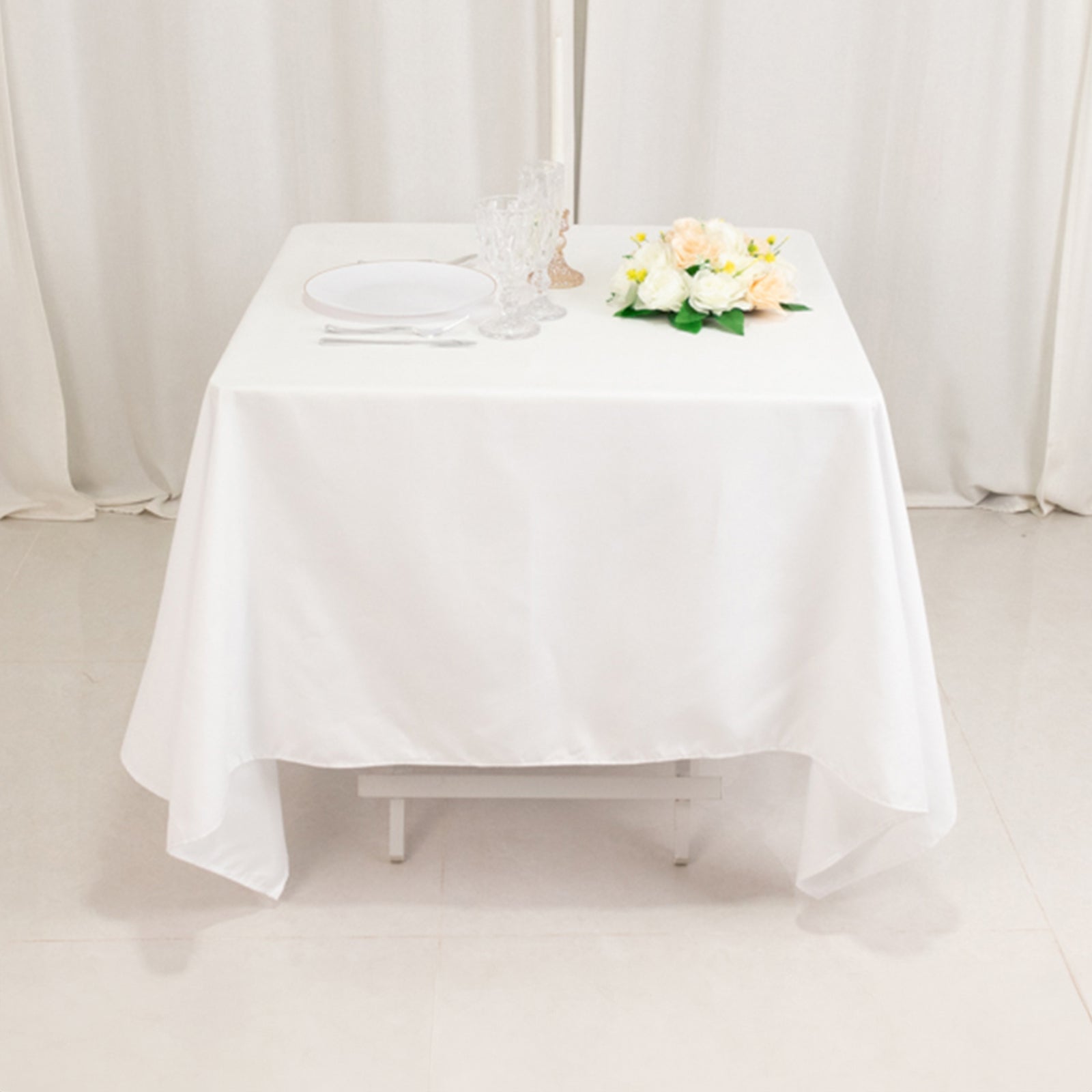 Hot Deal! 70x70 Square White Cotton Blend Tablecloth - Wrinkle-Resistant for Modern Table Decor