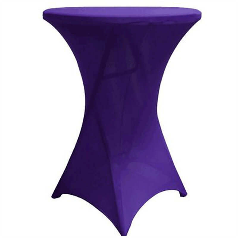 Purple Spandex Stretch Fitted Cocktail Table Cover for 24 - 32' Dia. Tables - Easy to Maintain