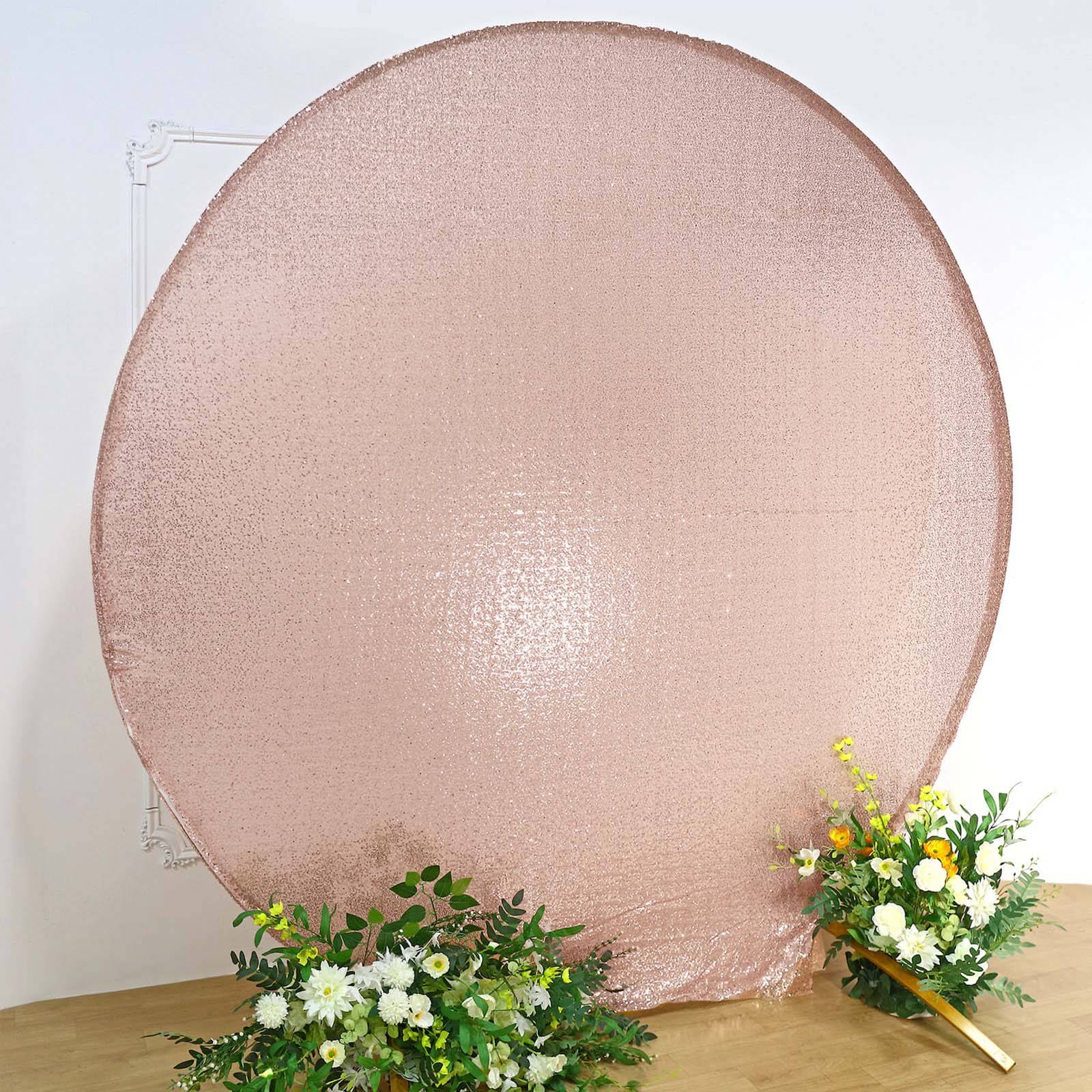 7.5ft Blush Sequin Wedding Arch Cover - Shiny 2-Sided Custom Fit for Photos