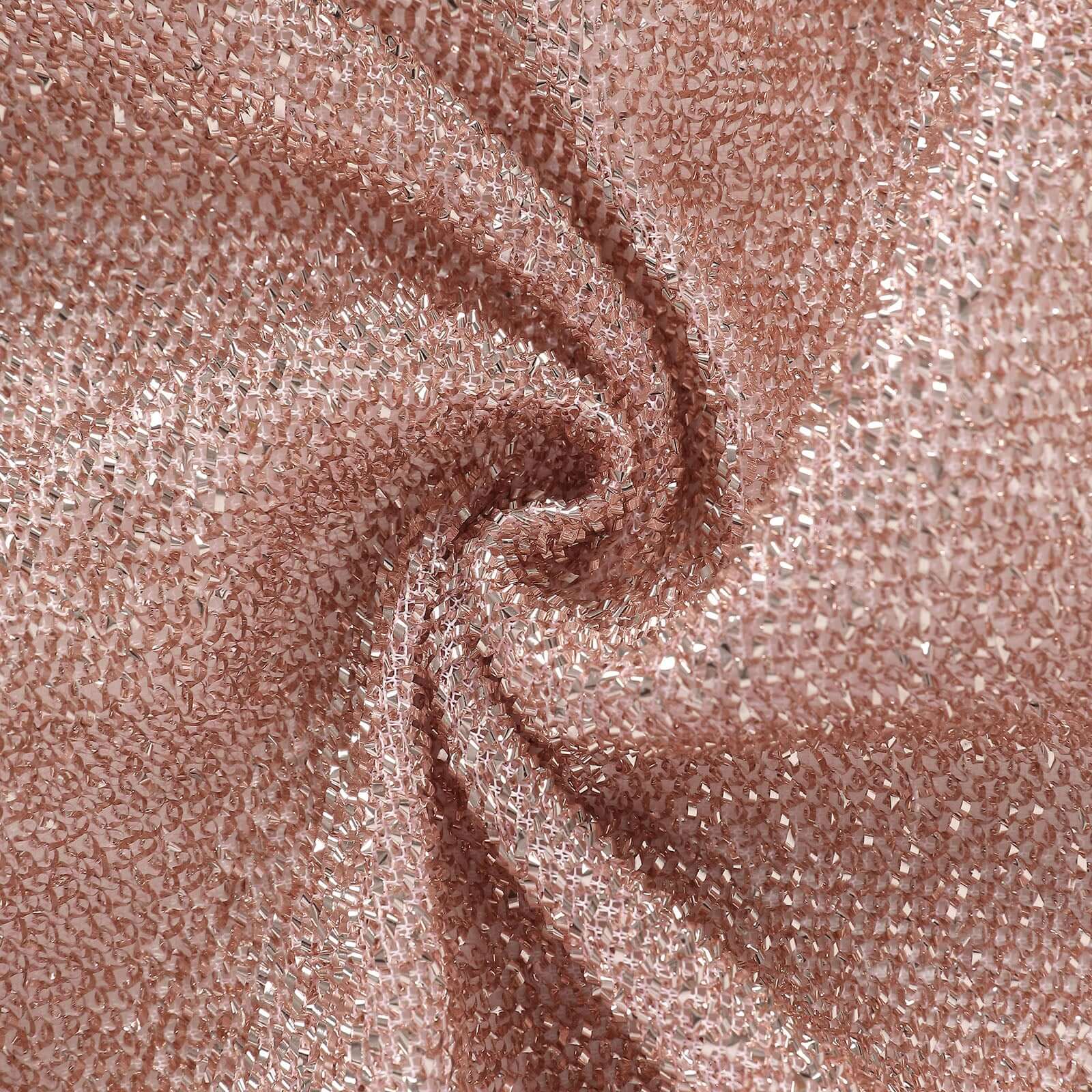 6ft Rose Gold Shimmer Tinsel Spandex Cover for Fitted Round Top Wedding Arch Stand